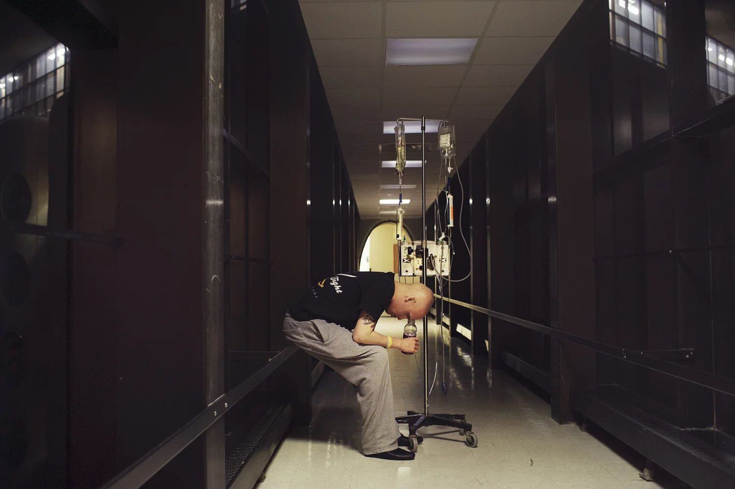  Mitch rests at a skybridge at Stony Brook University Medical Center. &nbsp;His Ewing's Sarcoma&nbsp;had metastasized&nbsp;from his clavicle into his abdomen and skull.  Mitch, diagnosed at age&nbsp;20, &nbsp;was required to undergo approximately 19 