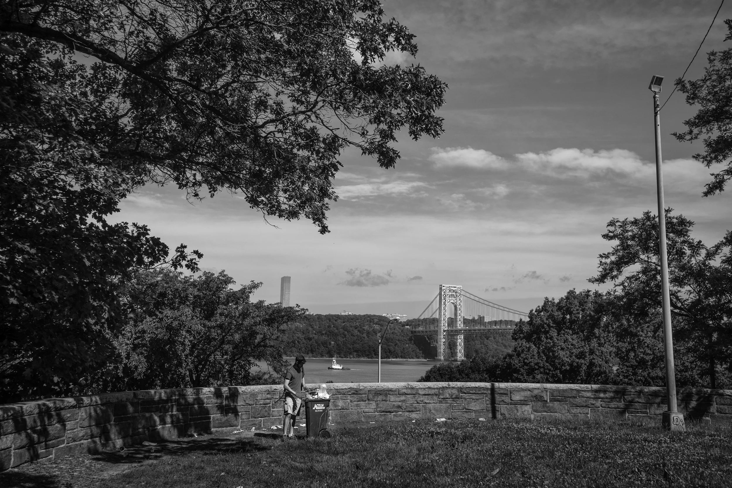  &nbsp; Matt Combs begins checking the traps set near the George Washington Bridge, in the Hudson River Greenway. &nbsp;Two teams of two Fordham University students began setting non-poisonous rat traps at the beginning of the summer. &nbsp;Their tra