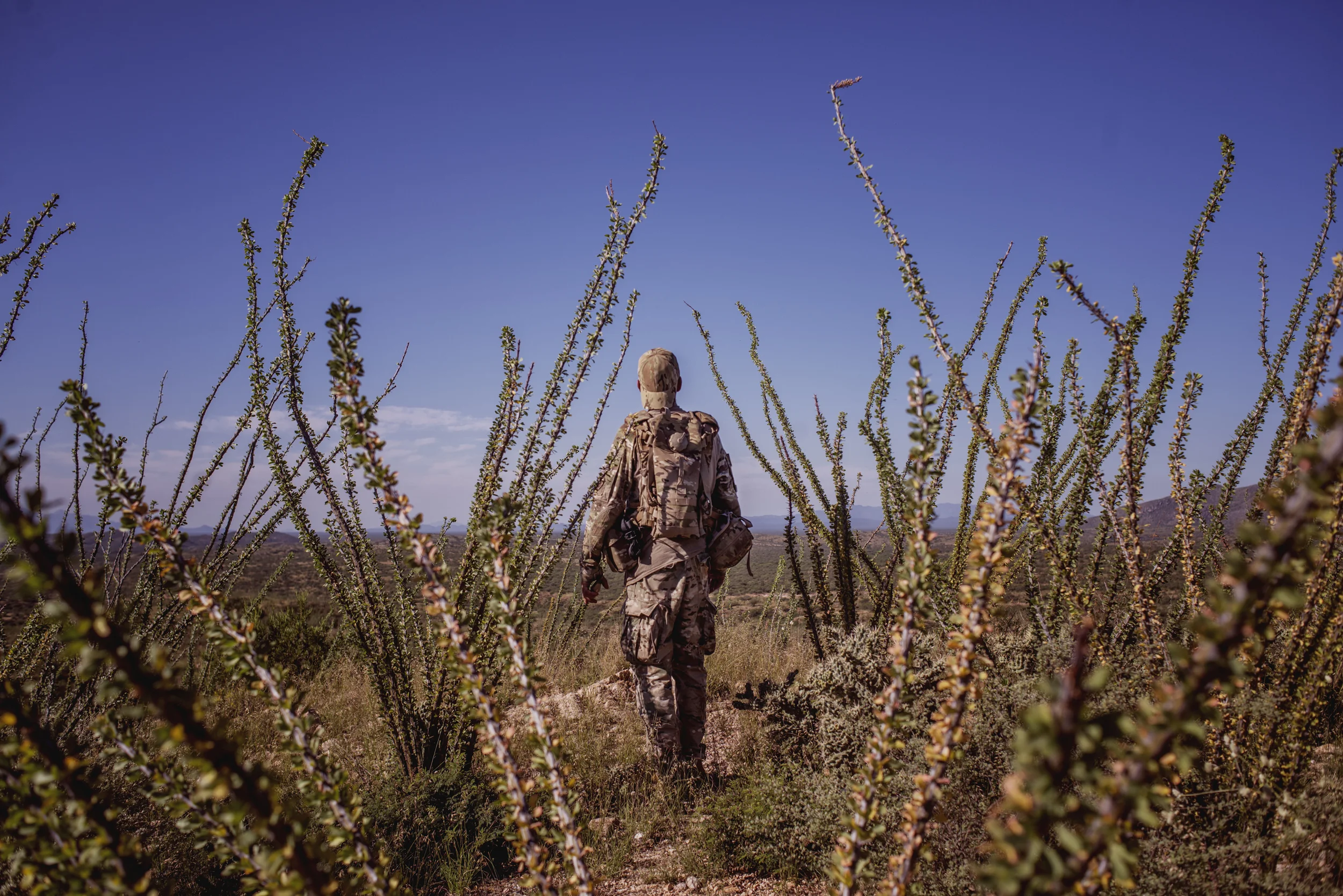  OCTOBER 5 2014 "Nailer"&nbsp;crosses over a hillside where border monument #137 lies, a historic traditional marker of the Mexico/US border that was used as the border markings prior to the fence being put up. 