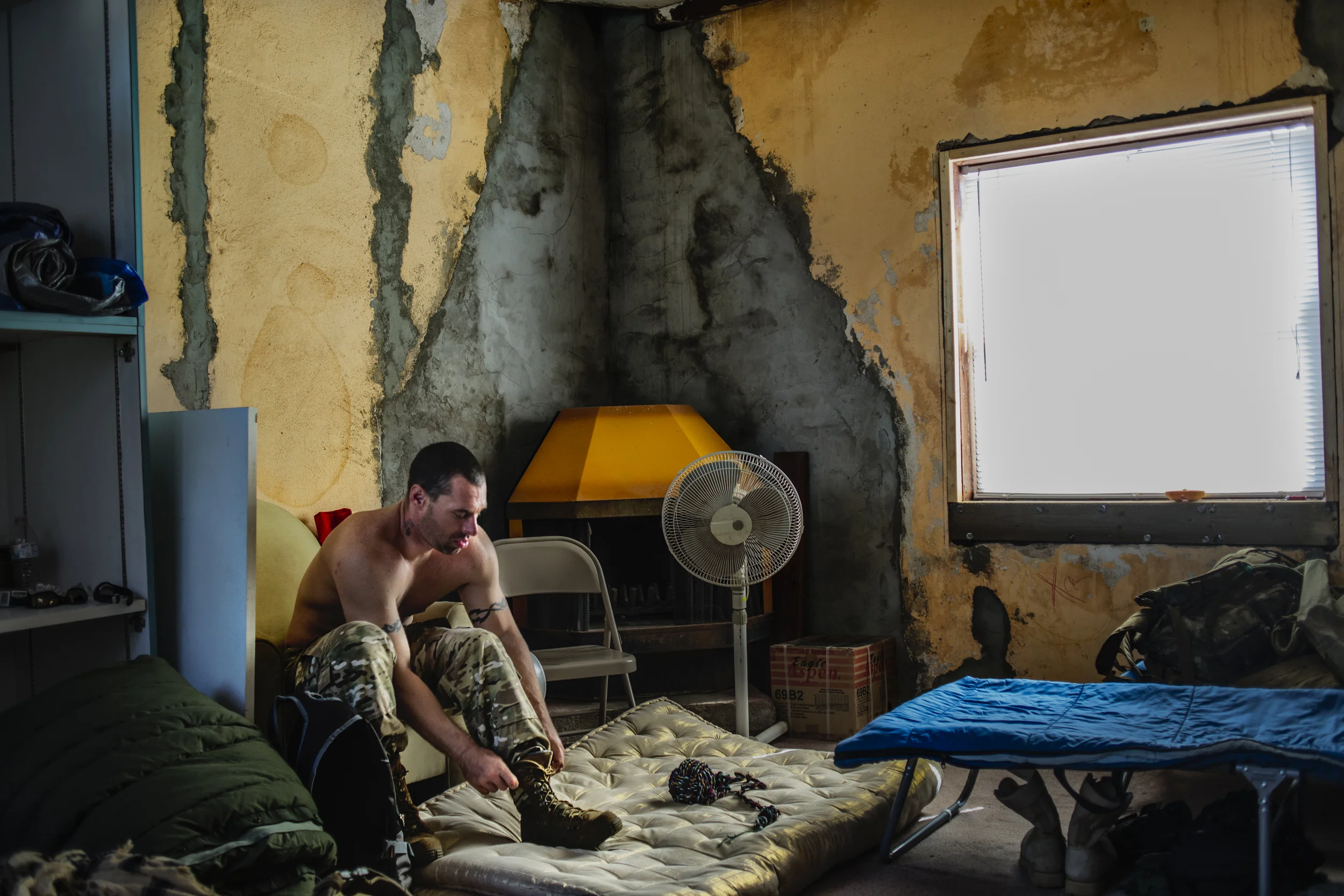  OCTOBER 5 2014- Blaine laces up his boots at the Arizona Border Recon's "Forward Operating Base" (FOB) in&nbsp;Arizona, where the group reorganizes and launches it's operations from. Blaine Cooper would later be implicated in the standoff with BLM a