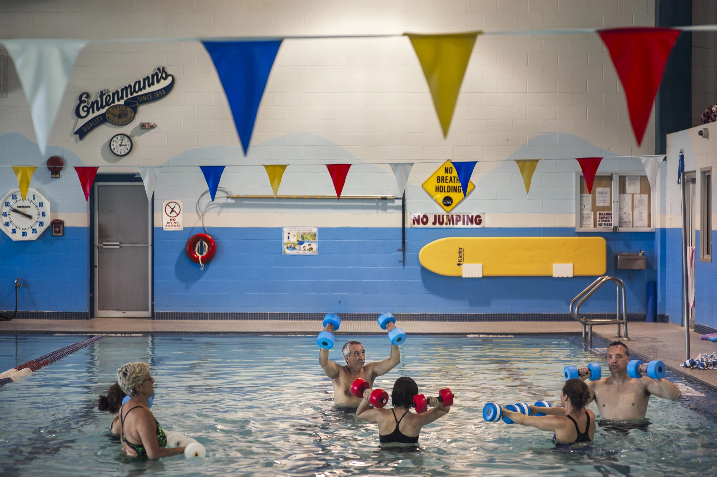  Devin Fernandez and the members of his dojo participate in water aerobics at the local YMCA 