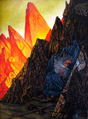 Moses and the Lord had an unusual friendship, as depicted in this gorgeous painting by Jack Baumgartner of Moses in the cleft of rock as the glory of the Lord passed by (Ex. 33). Moses in the Rock. Copyright 2016 Jack Baumgartner. Published with permission. Click on painting to view more of Jack's work.