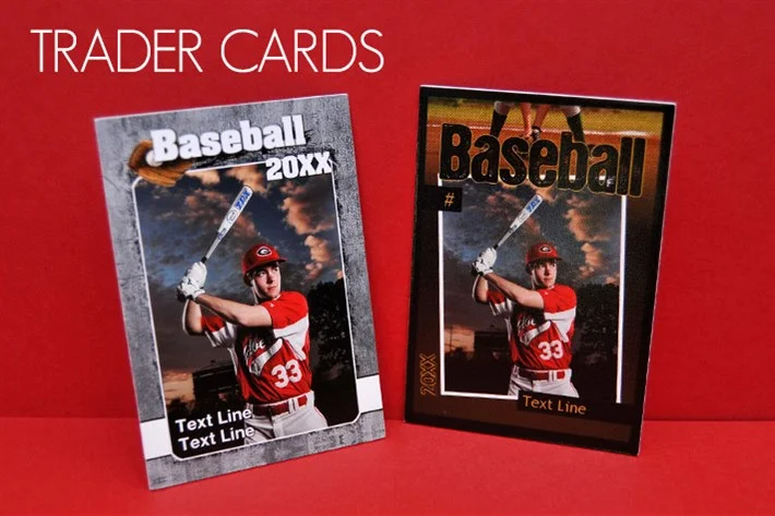  Your athlete can feel like a pro with their own personalized Trader Cards. These cards are double-sided and will include important season information like team name, position and coach. 