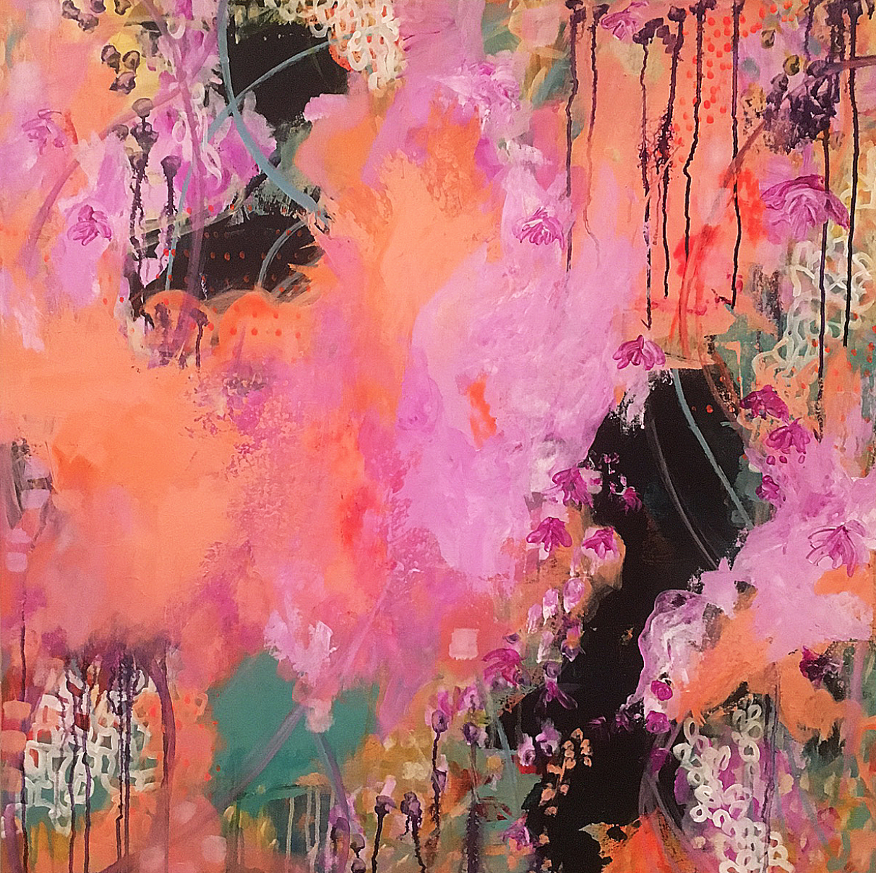One of my paintings in the show: A Comfortable Place To Rest , acrylic on canvas, 36 x36."
