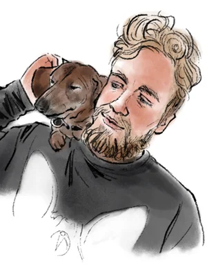 Senior Creative Kayle and his dog Mickey