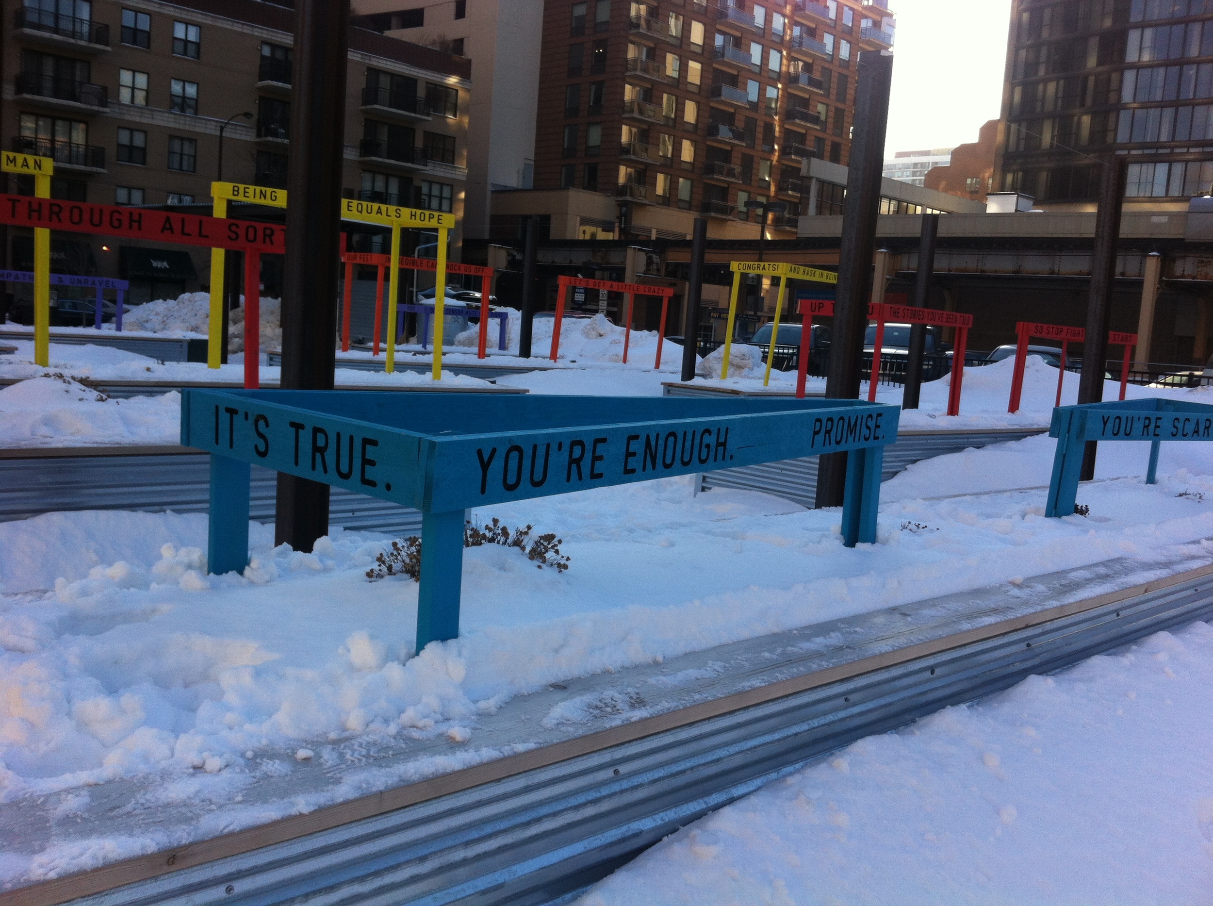 Matthew Hoffman's You Are Beautiful at The Papermaker's Garden, organized for the winter sculpture park in 2013/14.