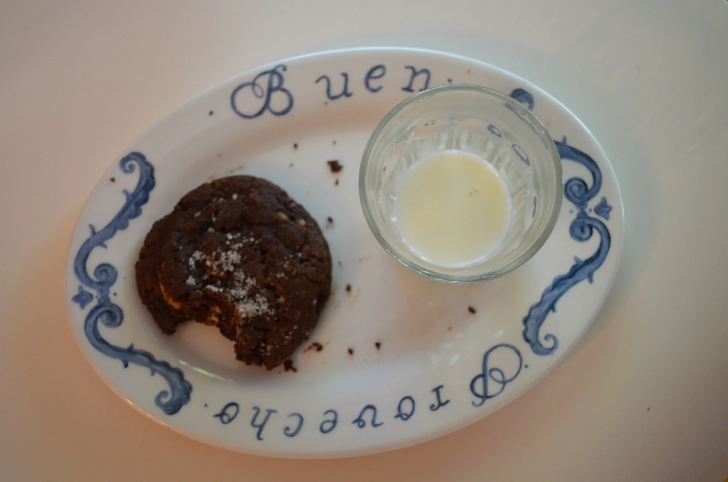 Salted brownie and milk....yum!