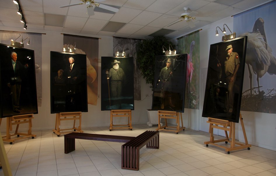  Five of the ten  Guardians of the Everglades  portraits in the gallery. 