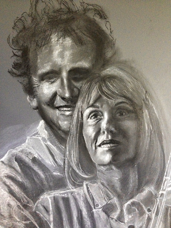  Chalk drawing, the first part of a portrait. 