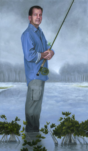 Philanthropist Paul Tudor Jones 72" x 42" Oil on Board