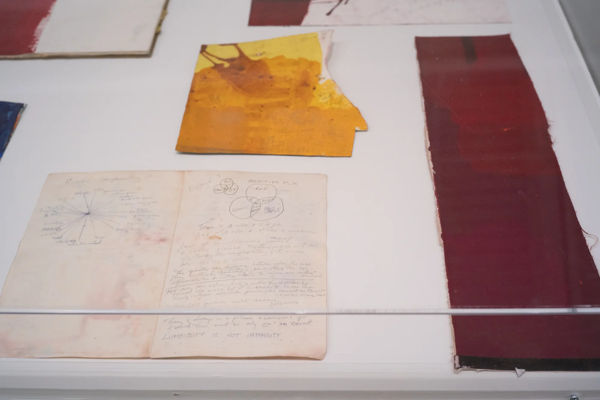 Selection of notes and pigment tests