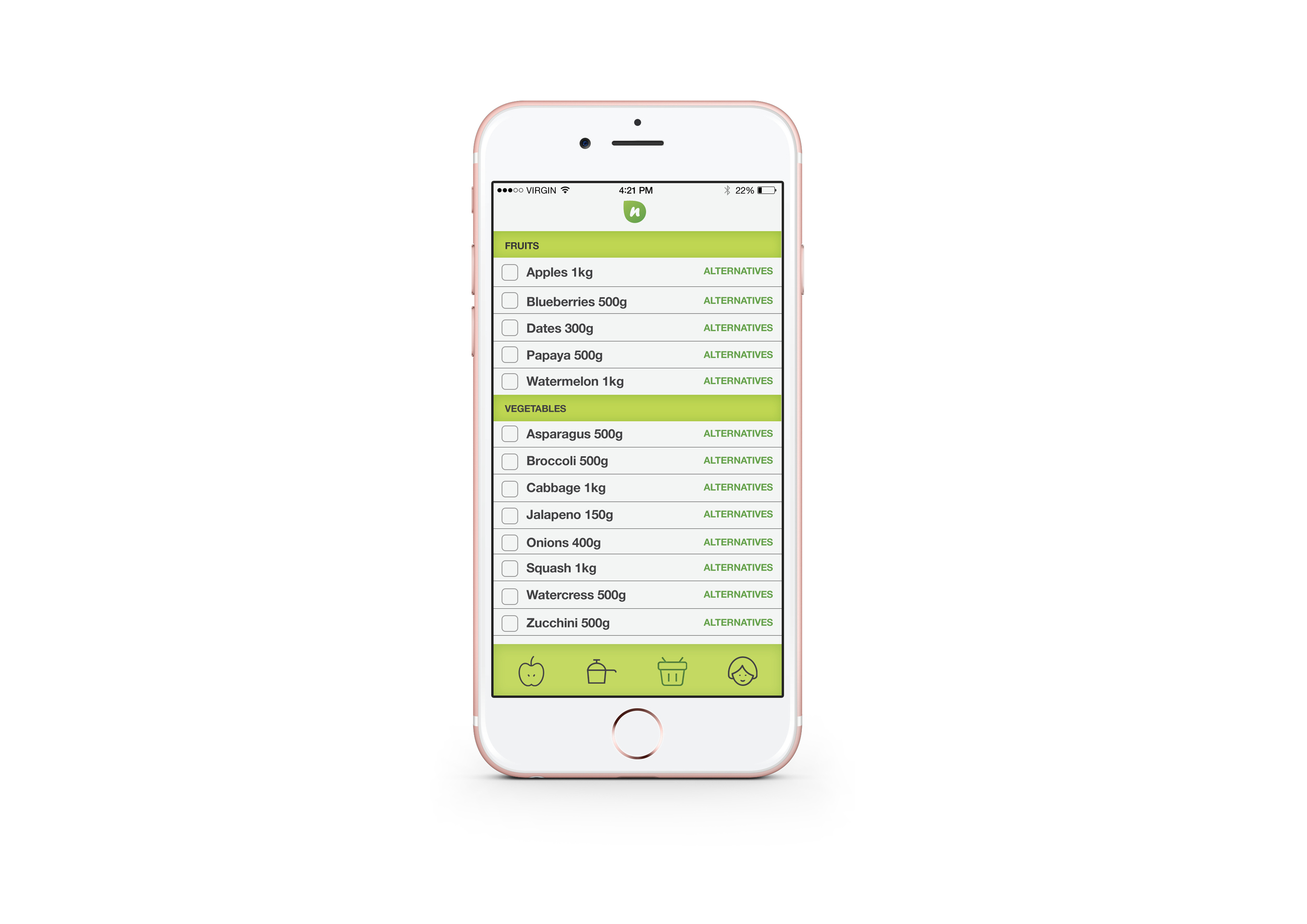 Flexible shopping list