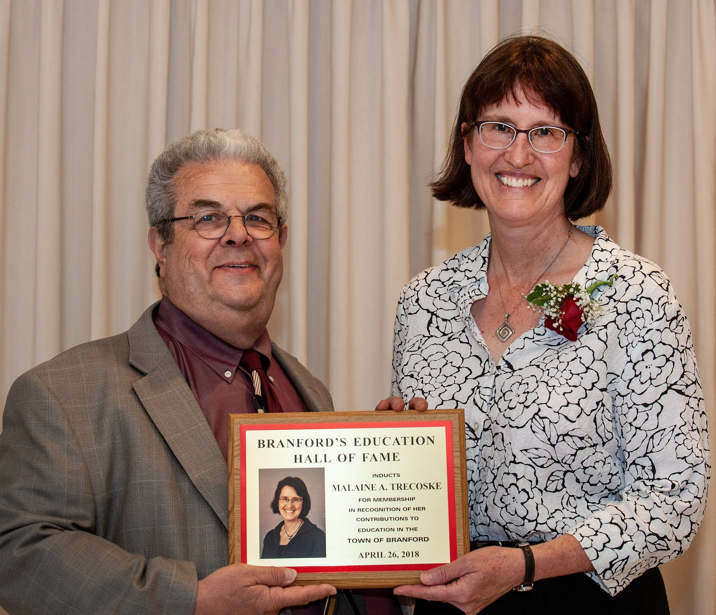 Malaine Trescoske was inducted in the Branford Board of Education Hall of Fame.