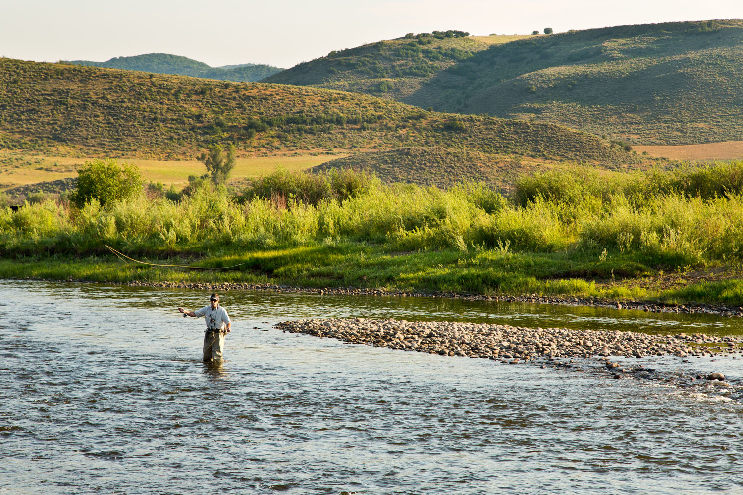  Lifestyle: Peter Sheetz fly fishing on the Yampa River near Steamboat, Colorado 