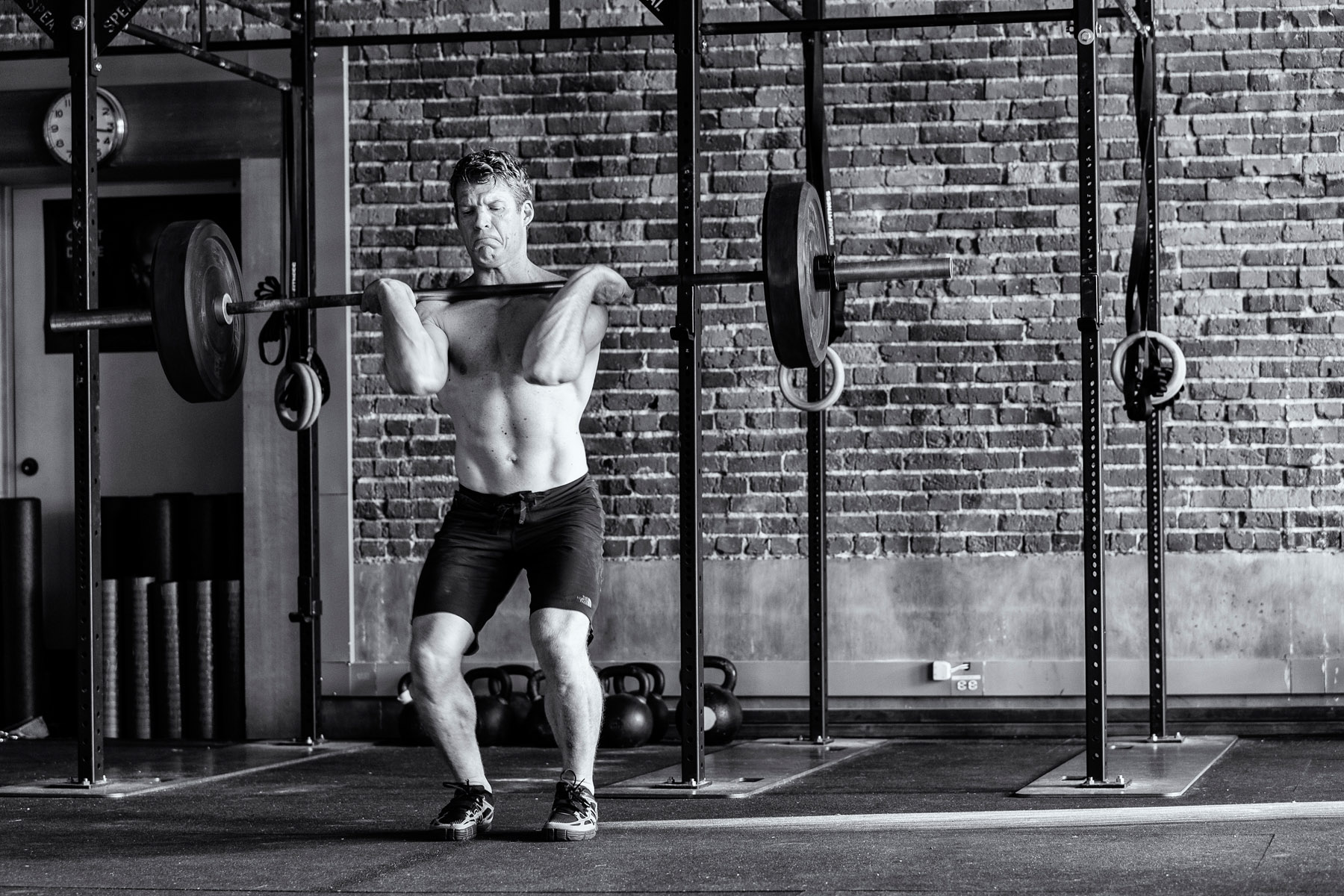  Fitness: Michael Hildebrand lifting in a crossfit gym, Seattle 