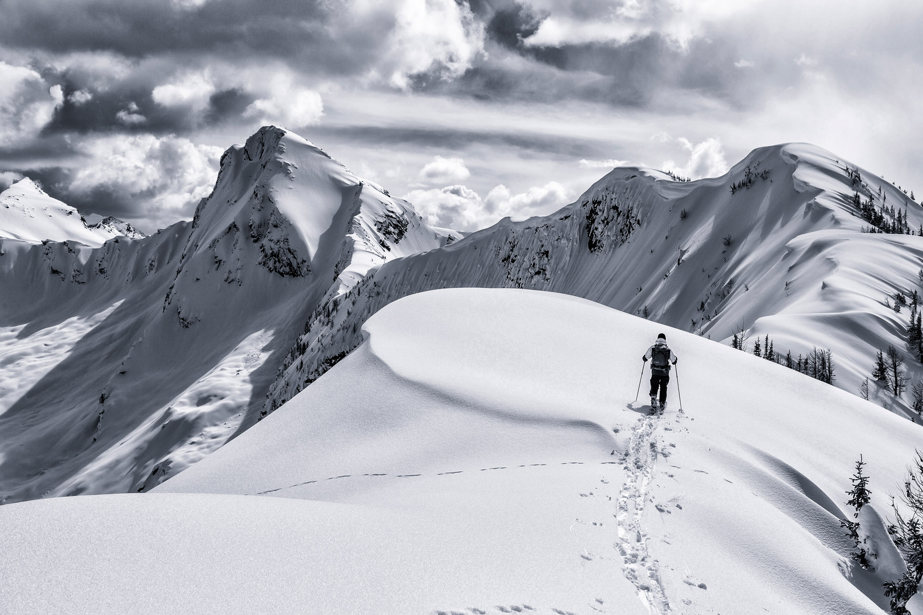  Adventure: Scott Emery backcountry ski touring in the Purcell Mountains, Powder Creek, British Columbia, Canada, Shot for Osprey 