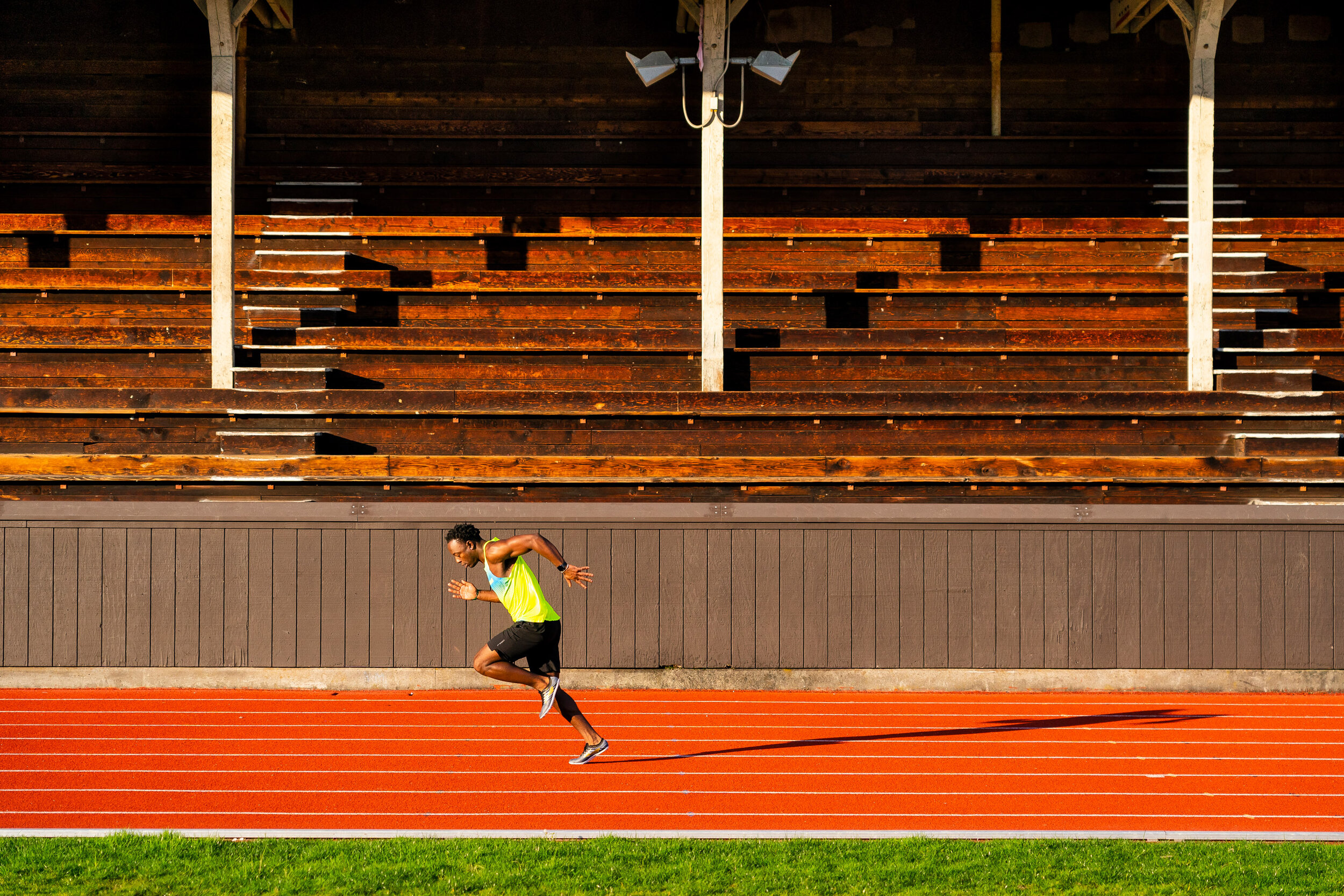  Fitness: Lorye Bloom training at West Seattle Stadium on a sunny winter day, Seattle 