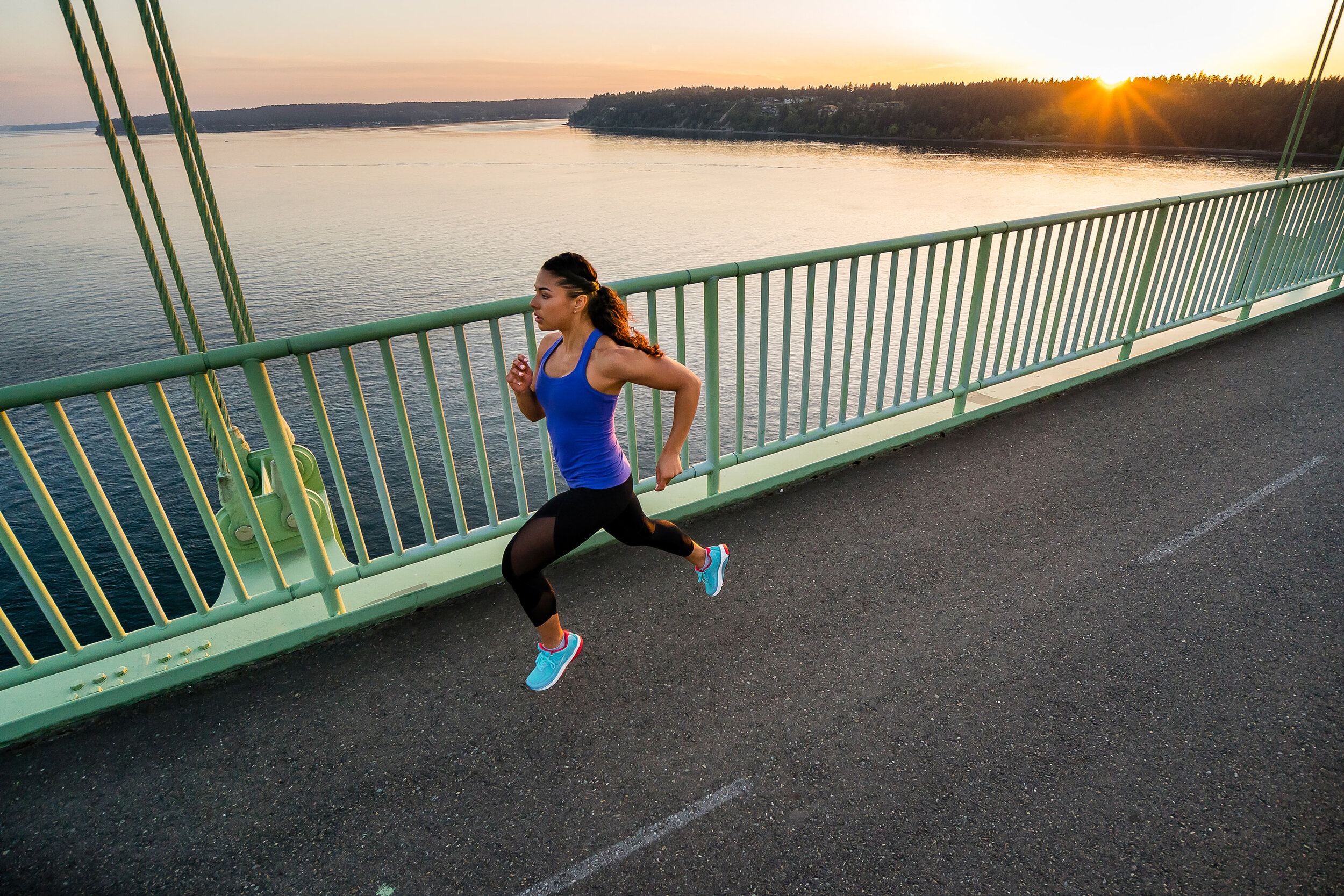  Fitness: Jennifer Forrester road running on Tacoma Narrows Bridge 