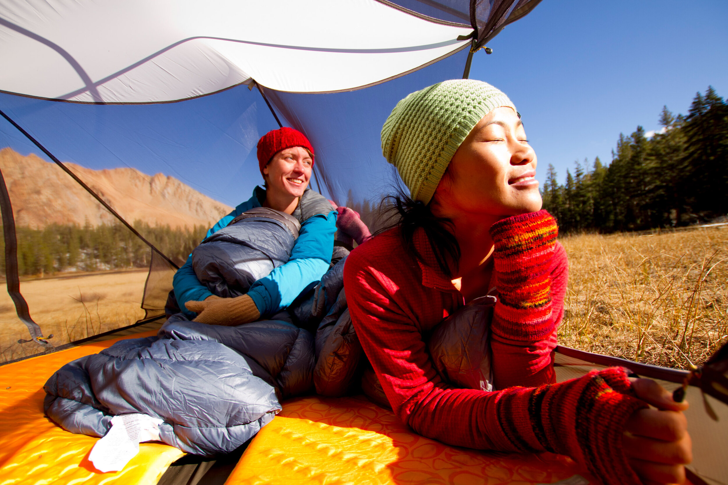  Adventure: Robyn Lee and Melissa Buhler camping in the Sierra Nevada Mountains, California 