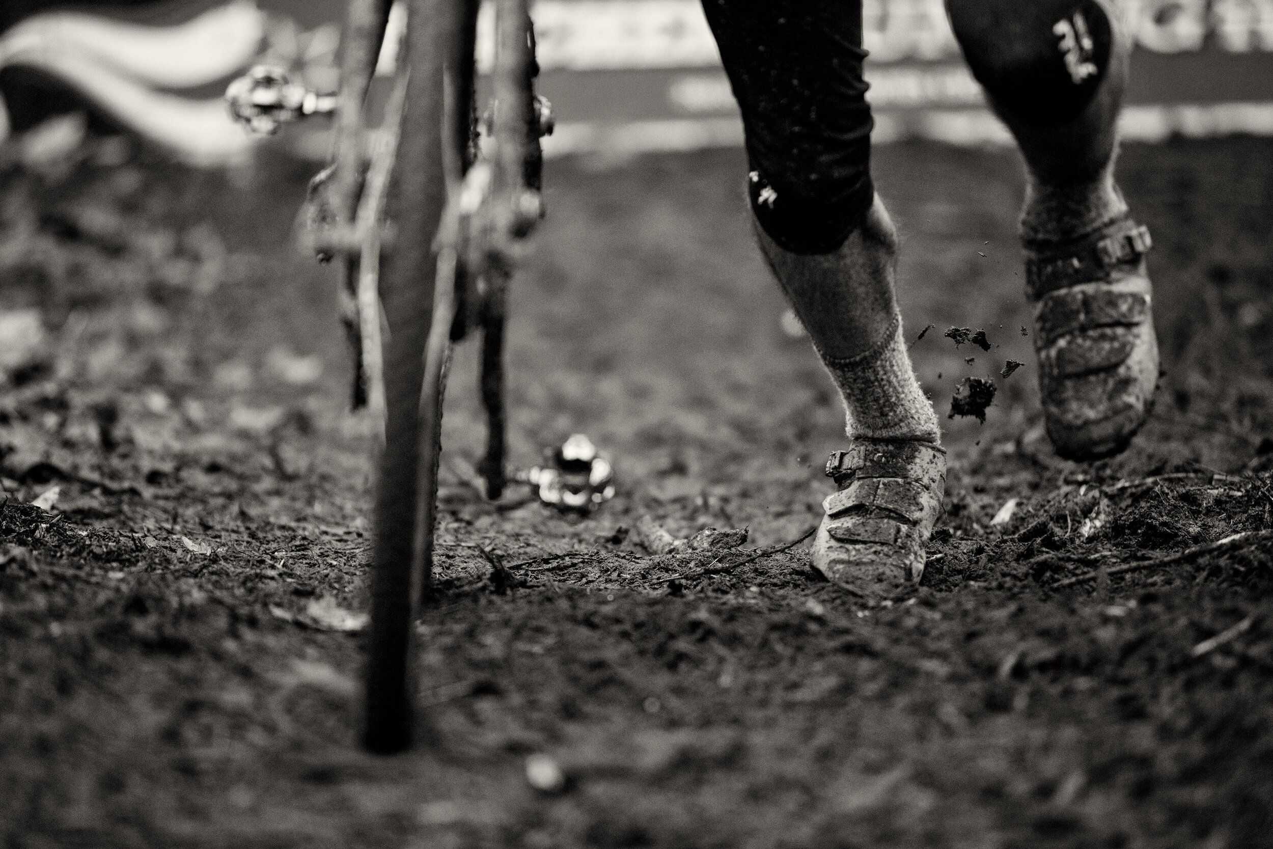  Competition: Cyclocross racers during a race on a rainy day at Woodland Park, Seattle, Washington 