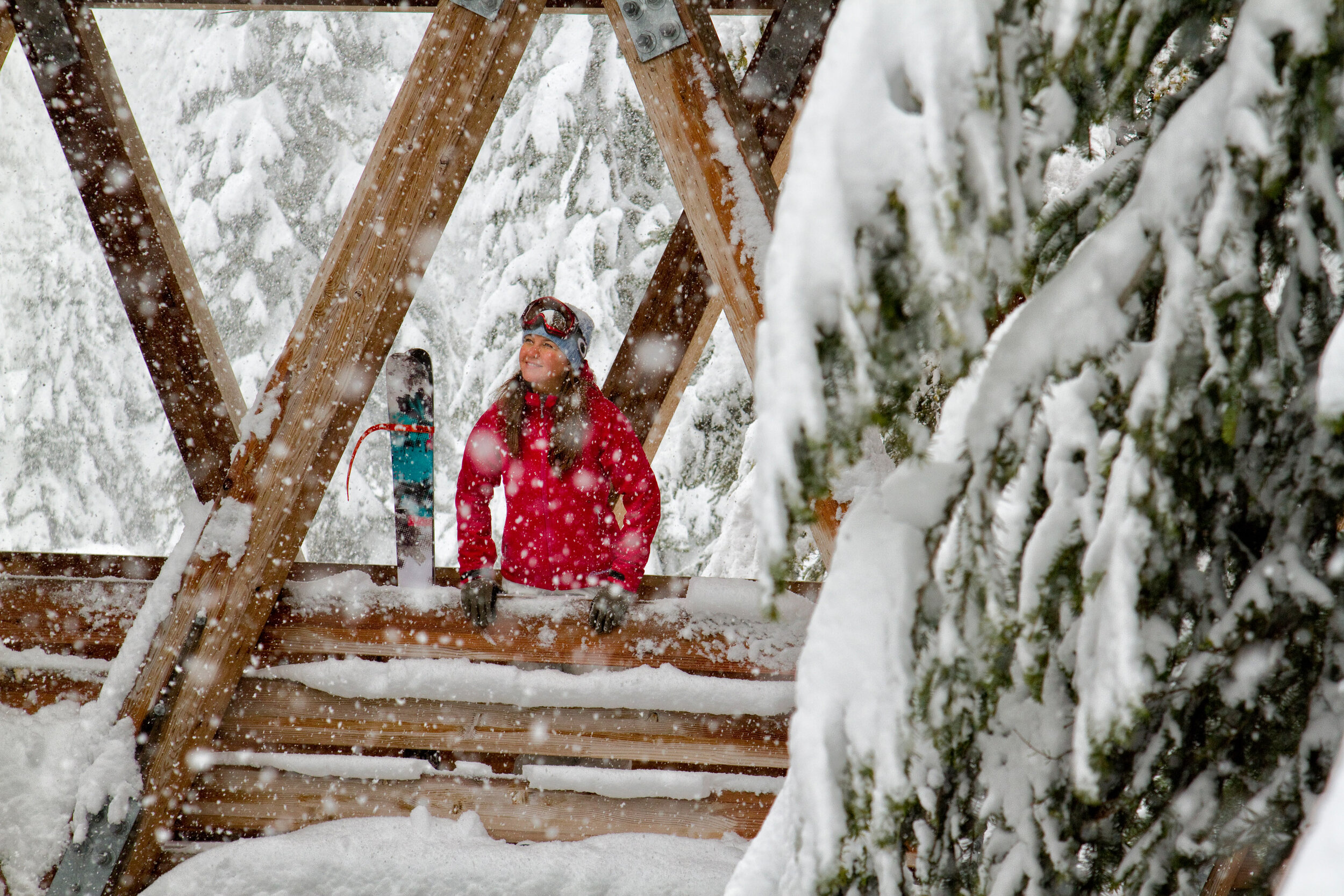  Lifestyle:  A young woman takes in the scenery at the base of Alpental Ski Area, Central Cascades 