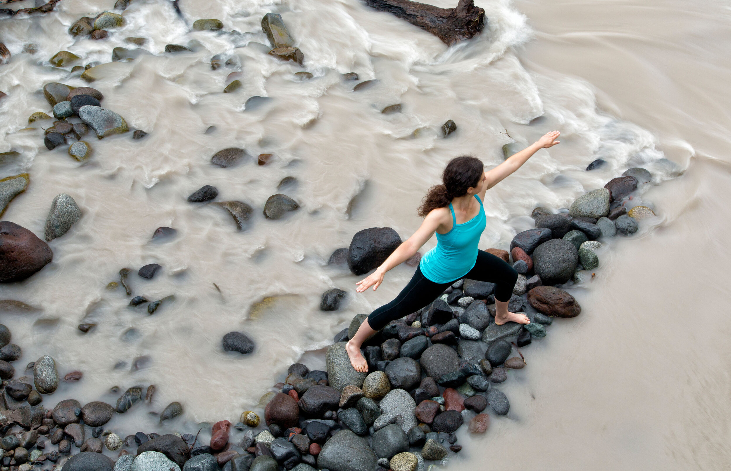  Lifestyle: Elizabeth Kovar practicing yoga in the Carbon River Valley, Mt. Rainier National Park, Washington 
