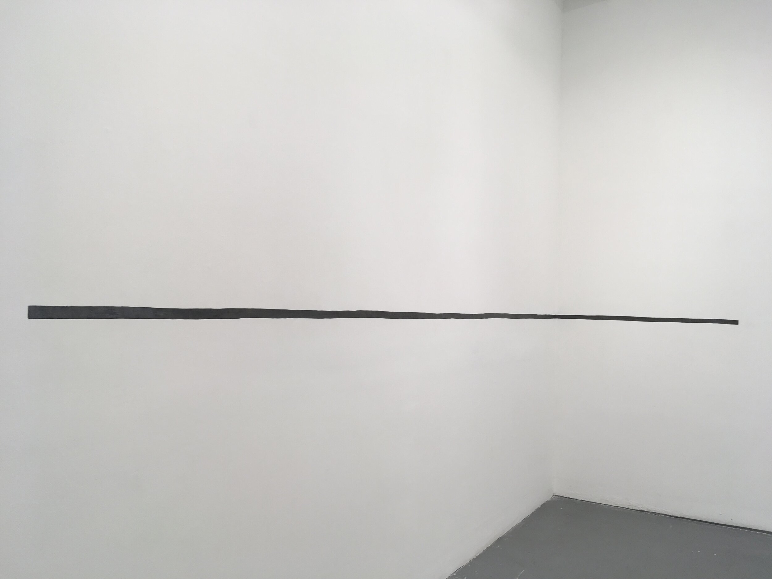  Klaus Von Nichtssagend September 6 - October 13, 2019  18 feet 8 inch Line Lead embedded into sheetrock wall 