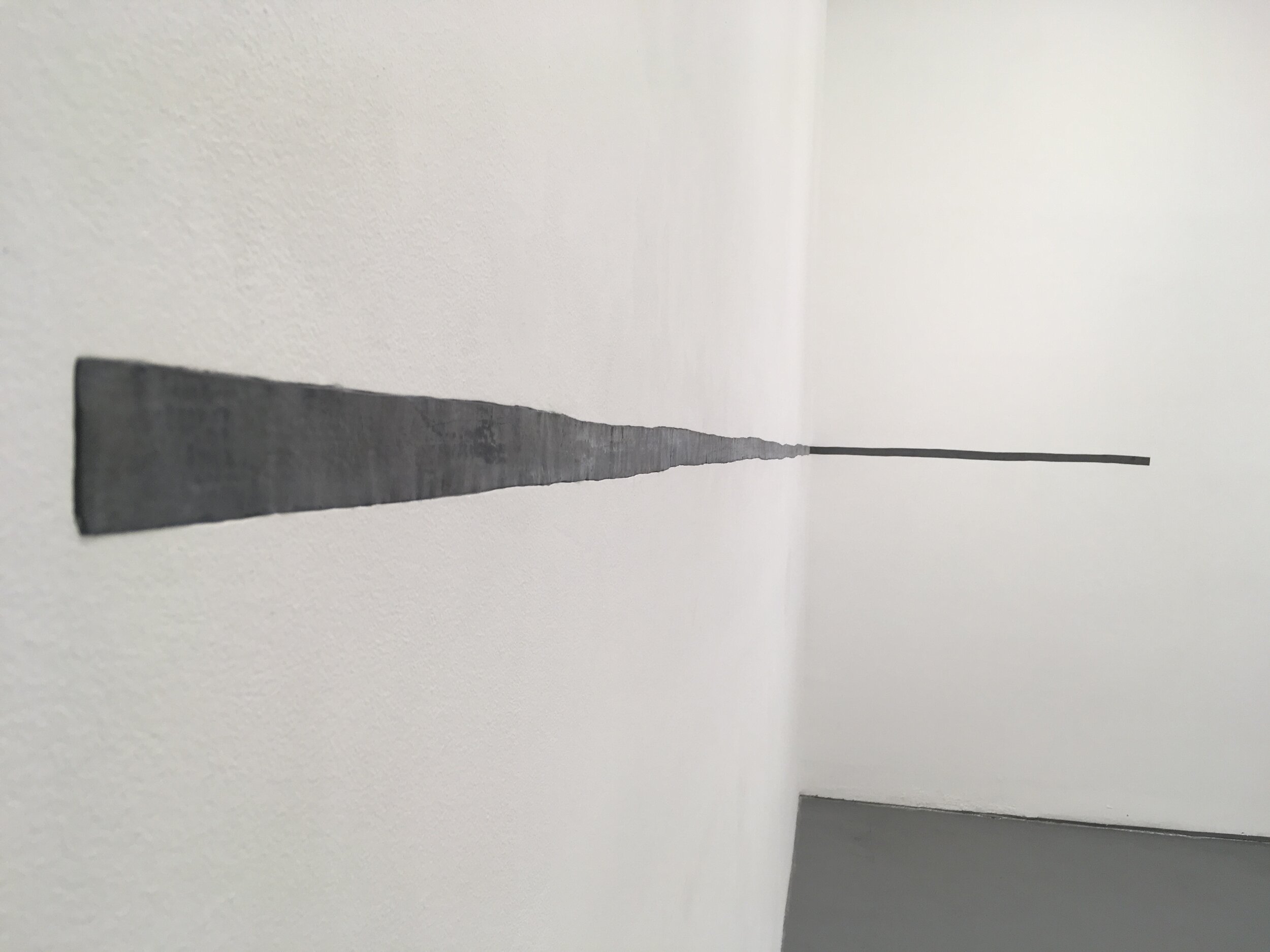  Klaus Von Nichtssagend September 6 - October 13, 2019  18 feet 8 inch Line Lead embedded into sheetrock wall 