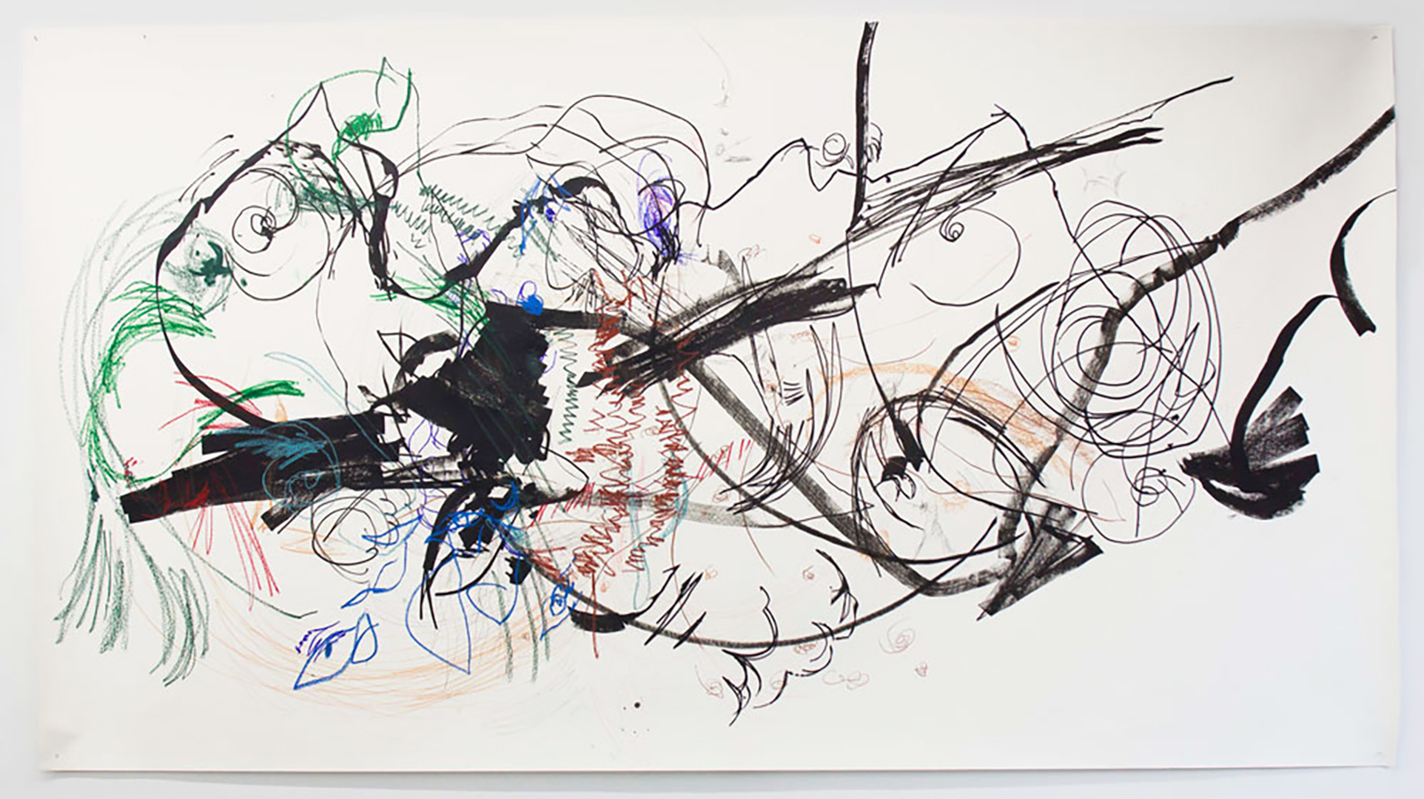 Carceri 1 , 2012. Acrylic paint, charcoal, graphite, oil pastel, and ink on Japanese paper. 72 x 132 inches (182.88 x 335.28 cm) © Lia Chavez
