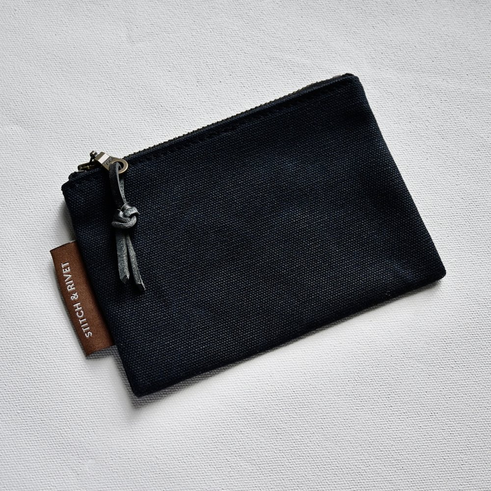 Waxed Canvas Pouch with Zipper, Small Coin Purse with Zipper, Mini Purse Pouch with Front Pocket, Mini Purse for Business Cards and Cash