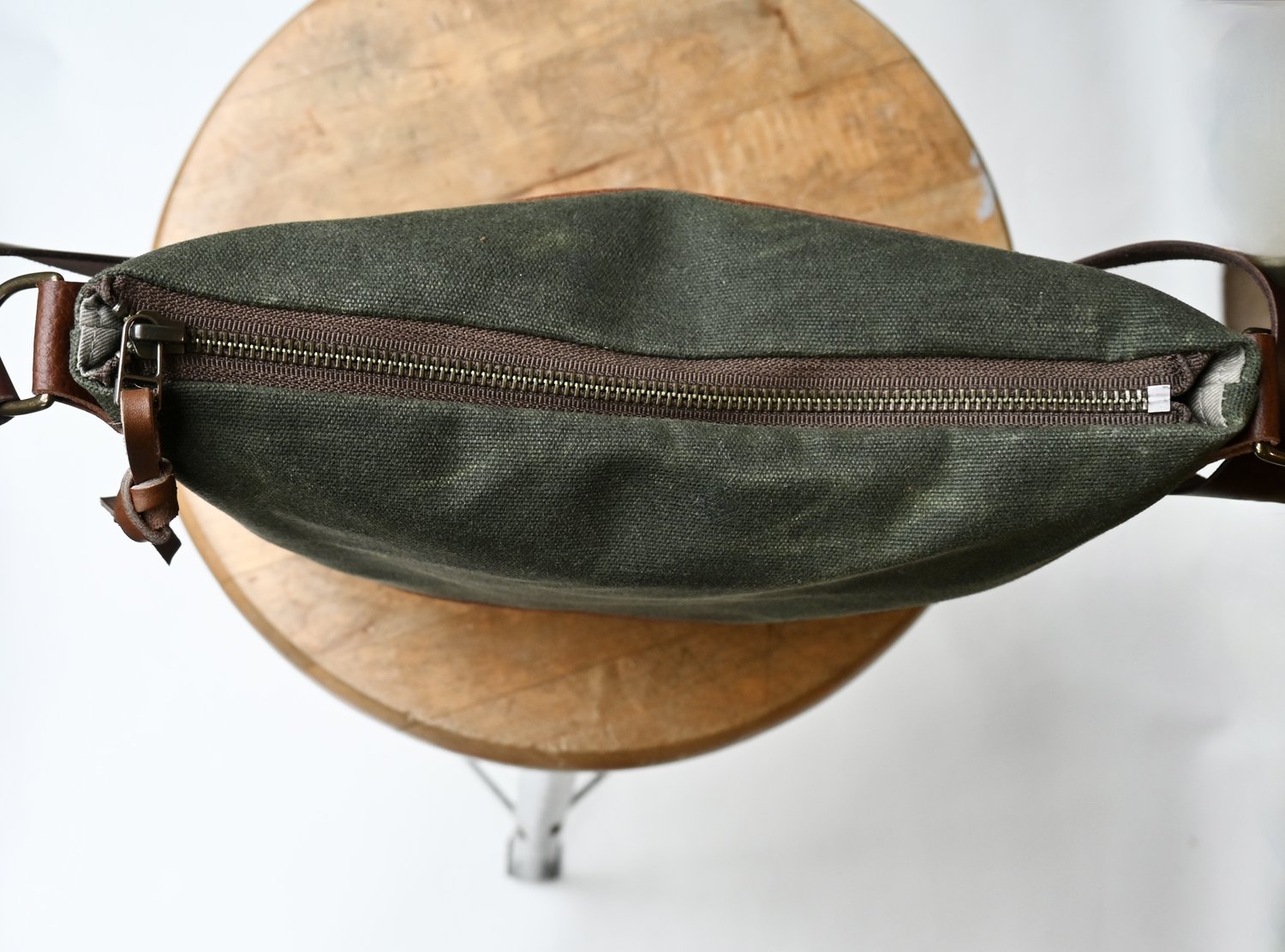 Stitch & Rivet waxed canvas and leather crossbody day bag in slate