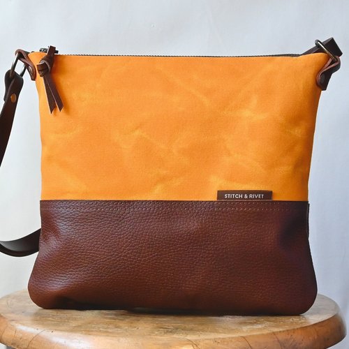 Handmade Leather Crossbody Day Bag With Zipper — Stitch & Rivet