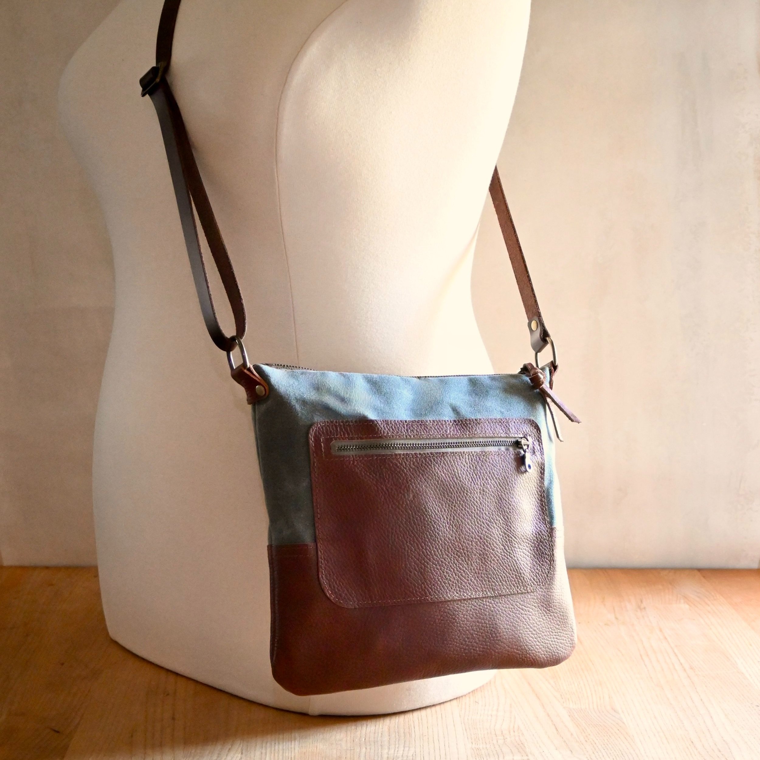 Handmade crossbody day bag with a zipper made in the USA by Stitch ...