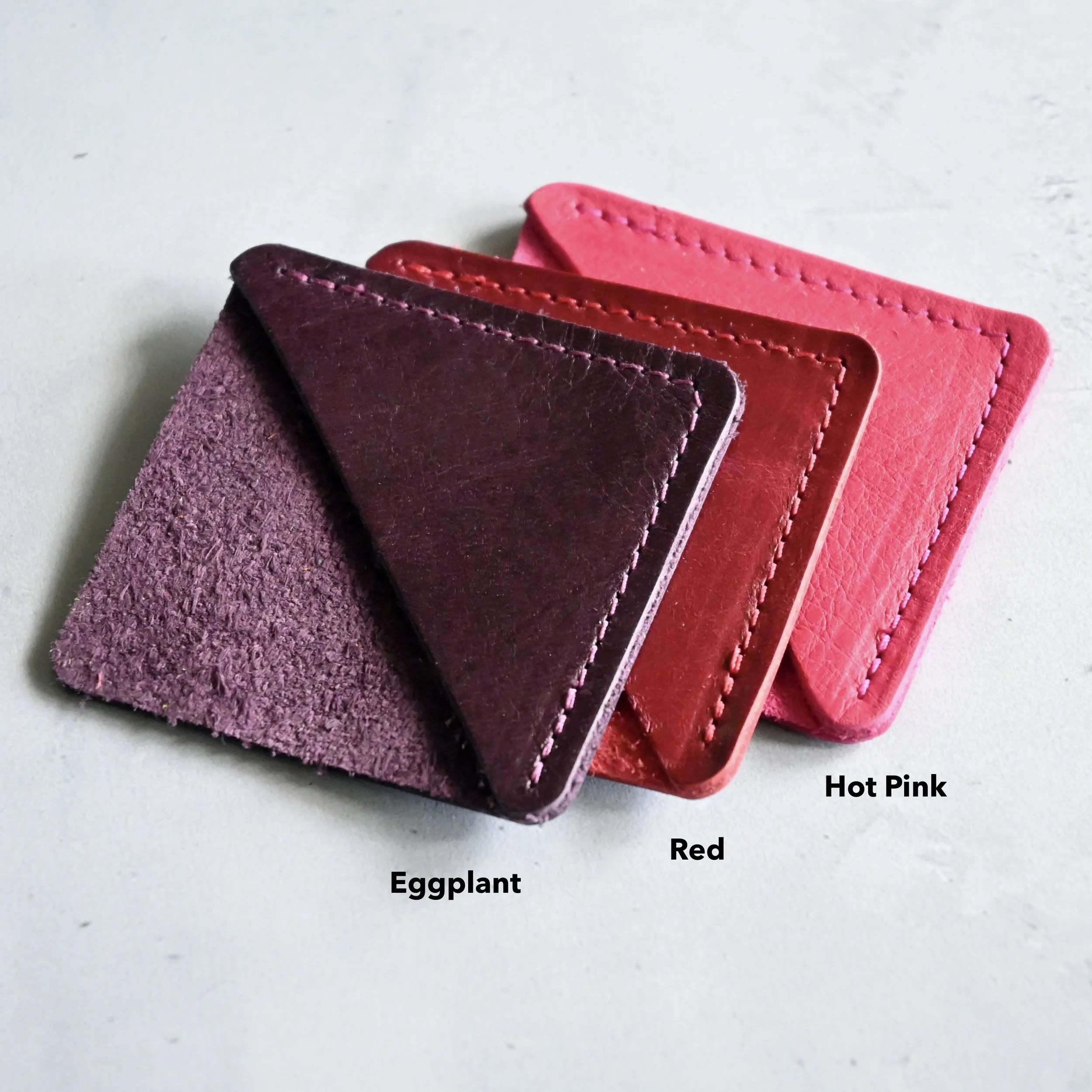 Pink Purple Red Leather corner bookmark.JPG