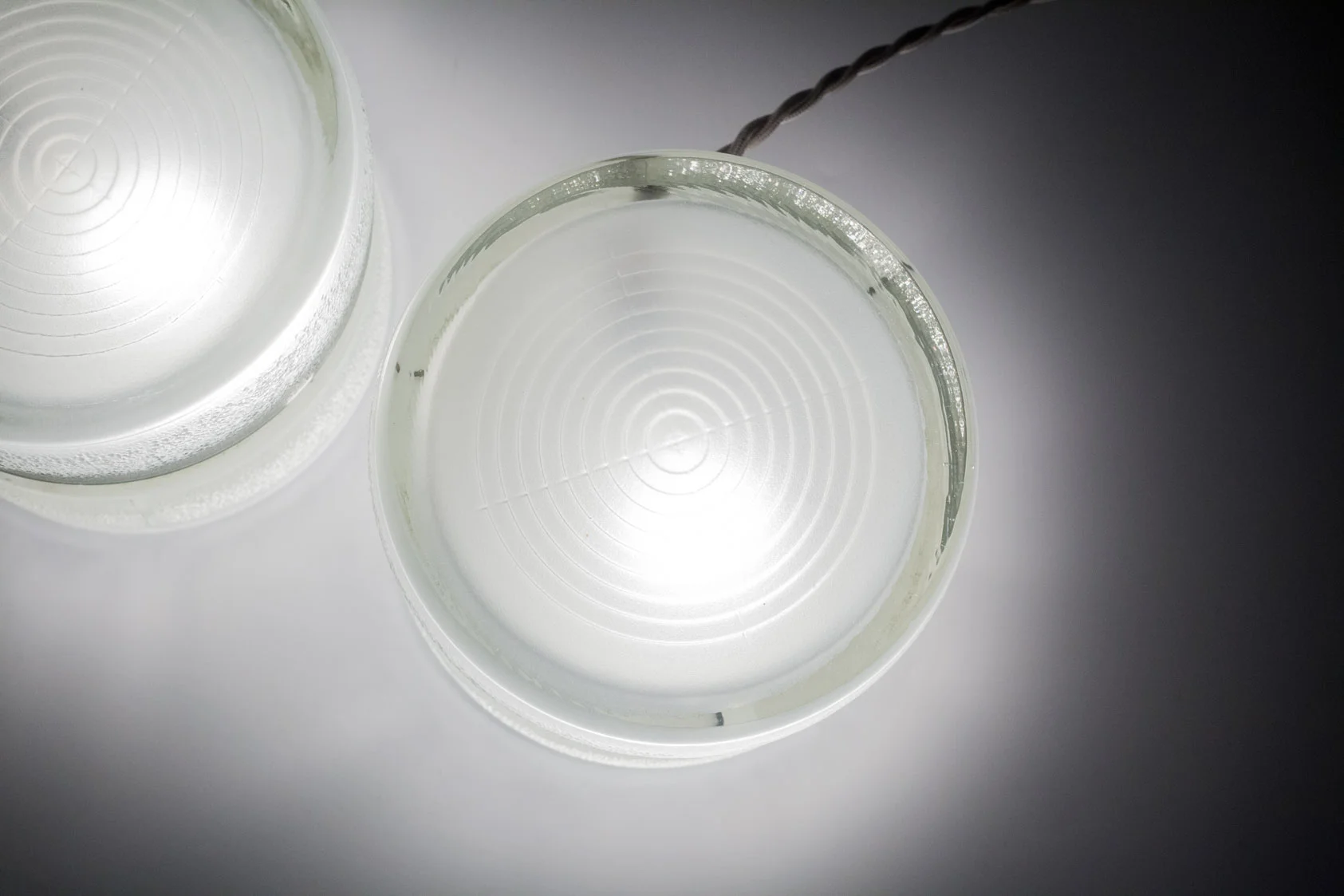 Pair of Italian Lamps YoYo by Eugenio Gentili Tedeschi for Fontana Arte in Pressed Glass Italy 1970s