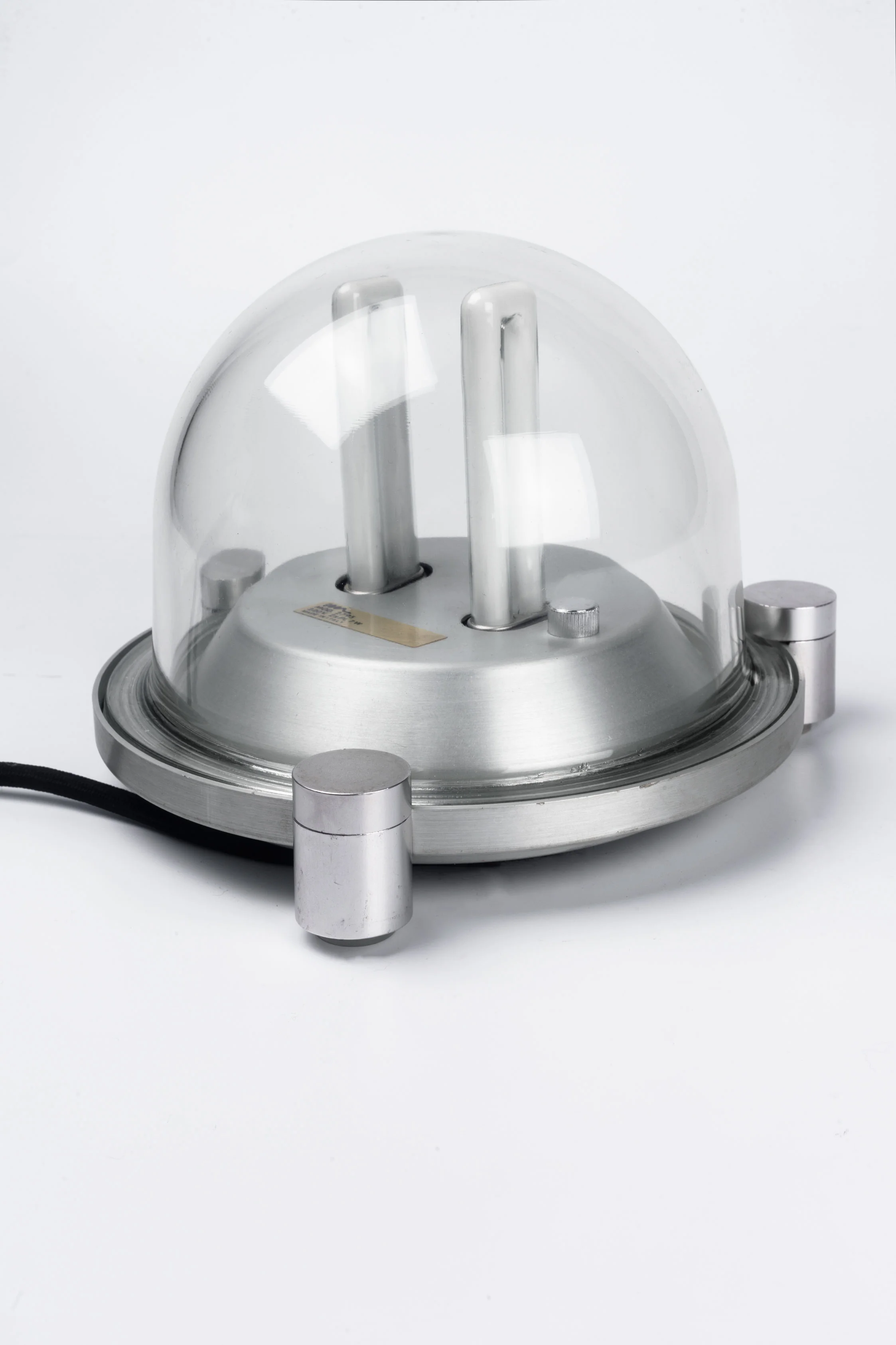 Italian Table Lamp by Elio Martinelli with Glass Dome and Aluminum Base, Italy 1980s