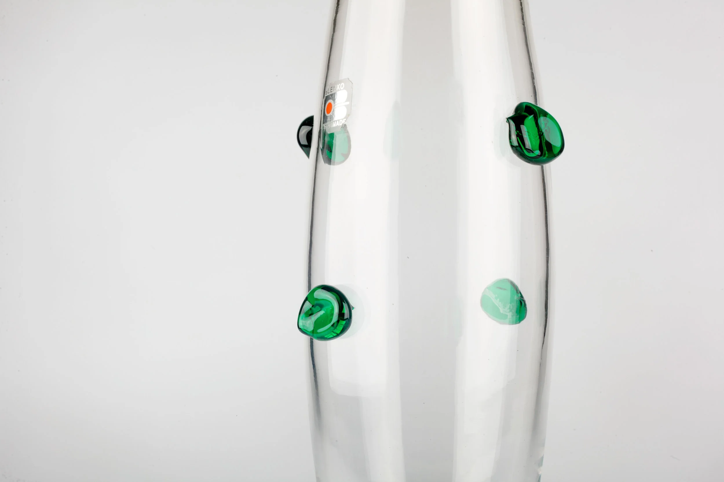 Large Green and Clear Handblown Glass Vase by Blenko, USA 1980s