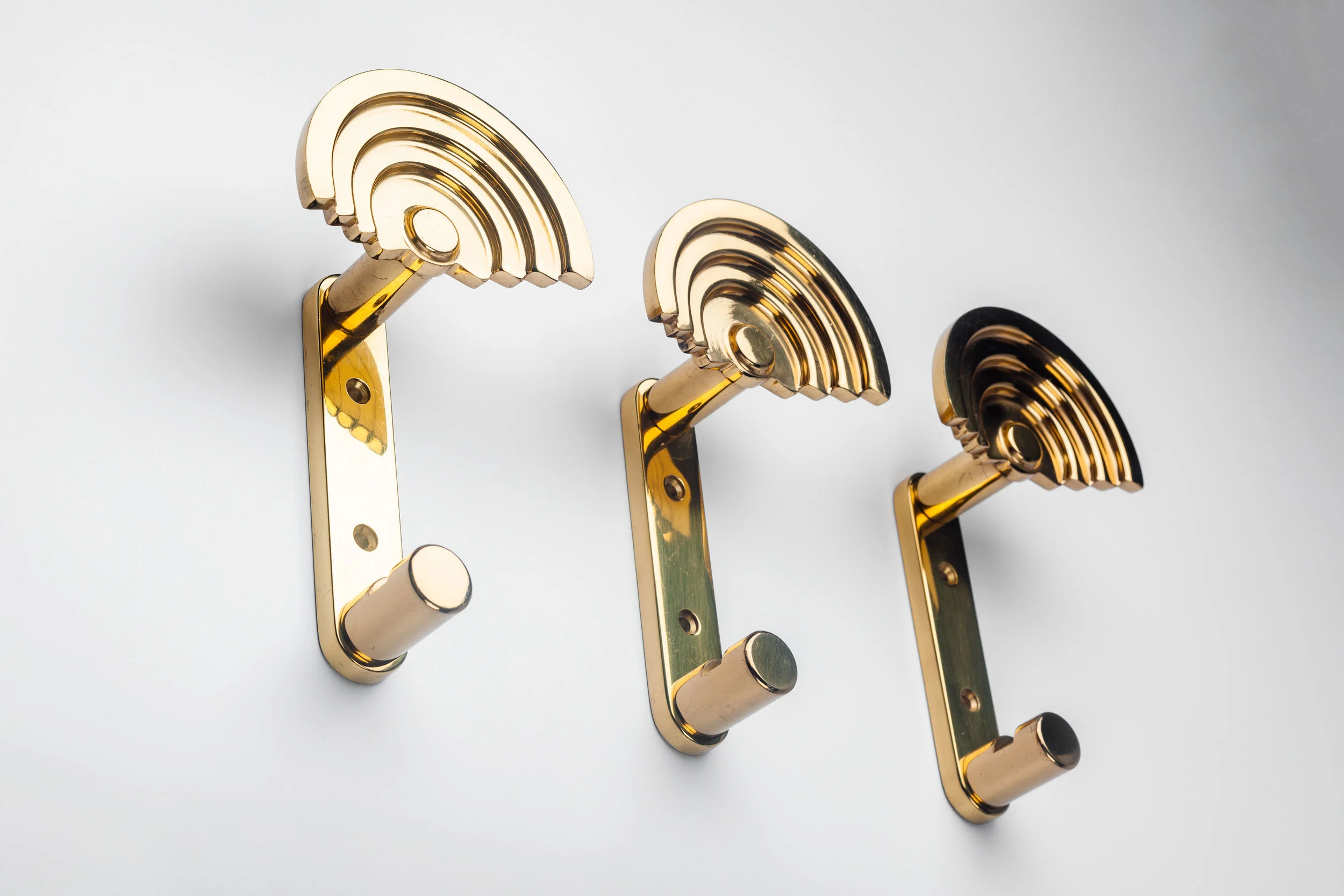 Ettore Sottsass coat hooks in polished brass