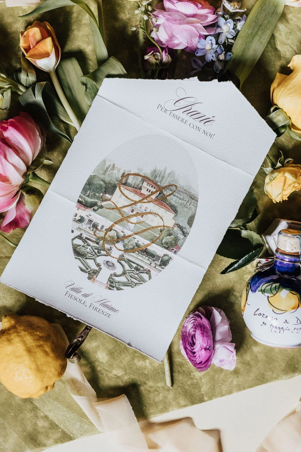 Wedding invitation with florals