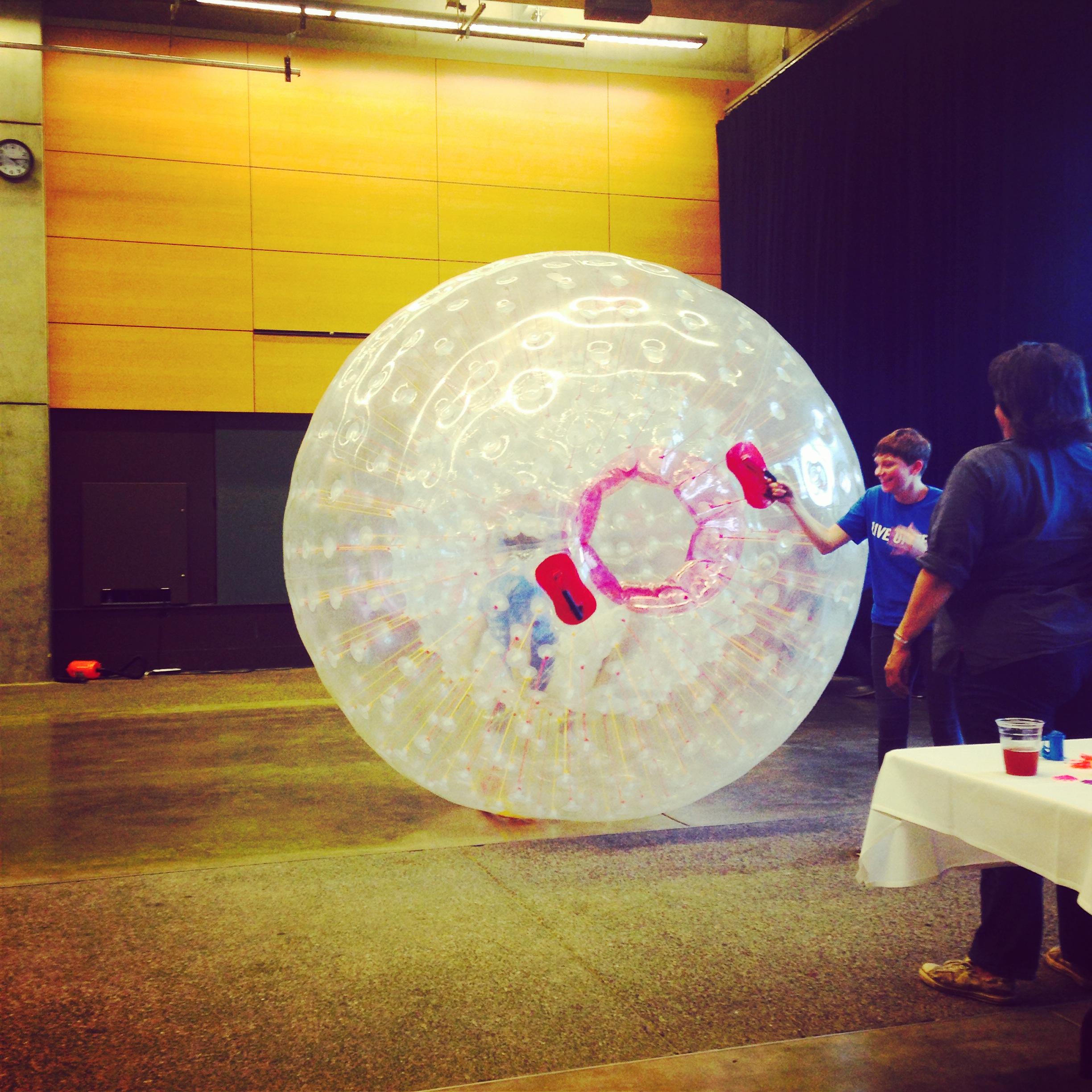 Our team doing the hamster wheel race!