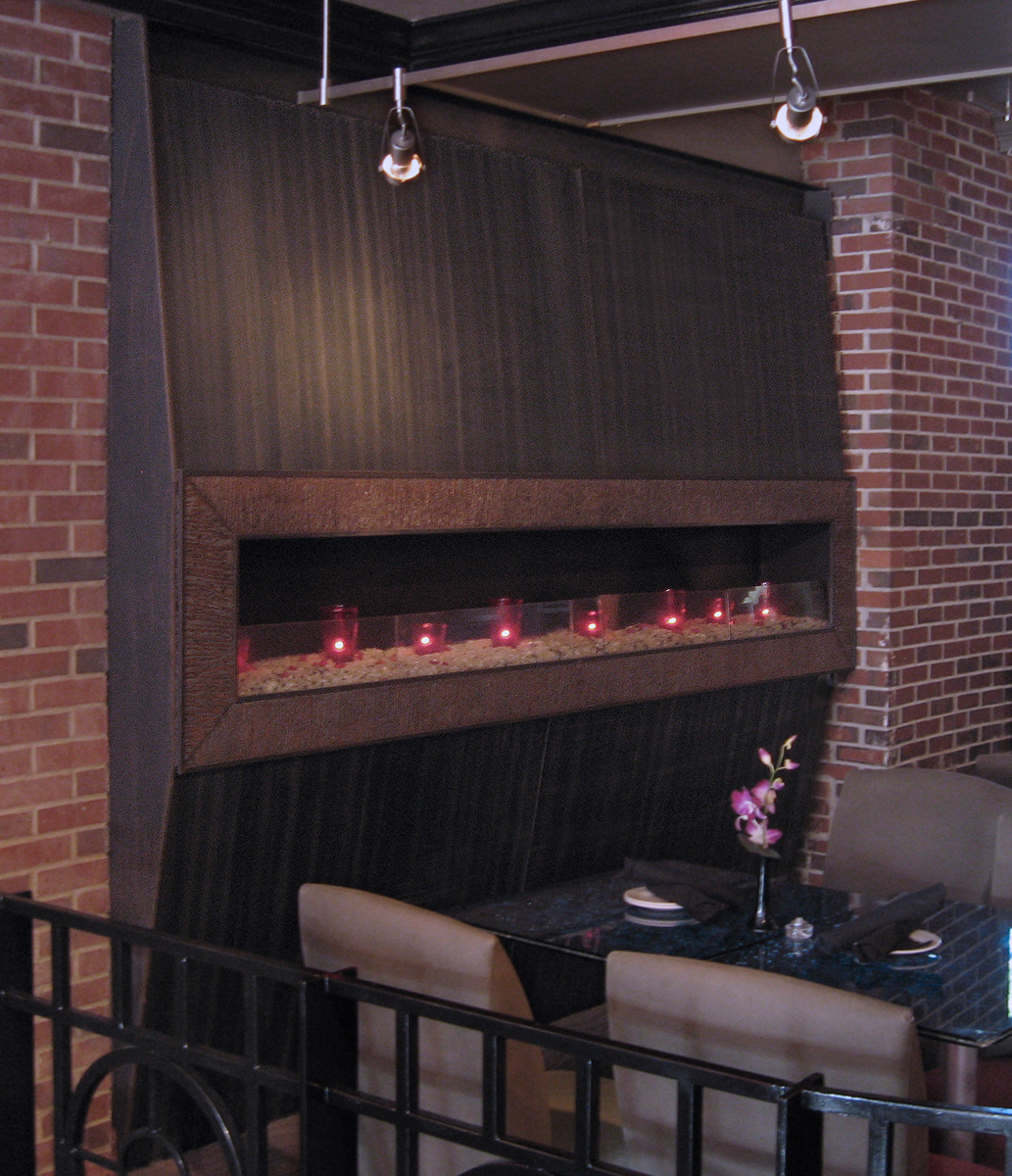 FAUX-WOOD FIREPLACE - PAOLO'S RESTAURANT
