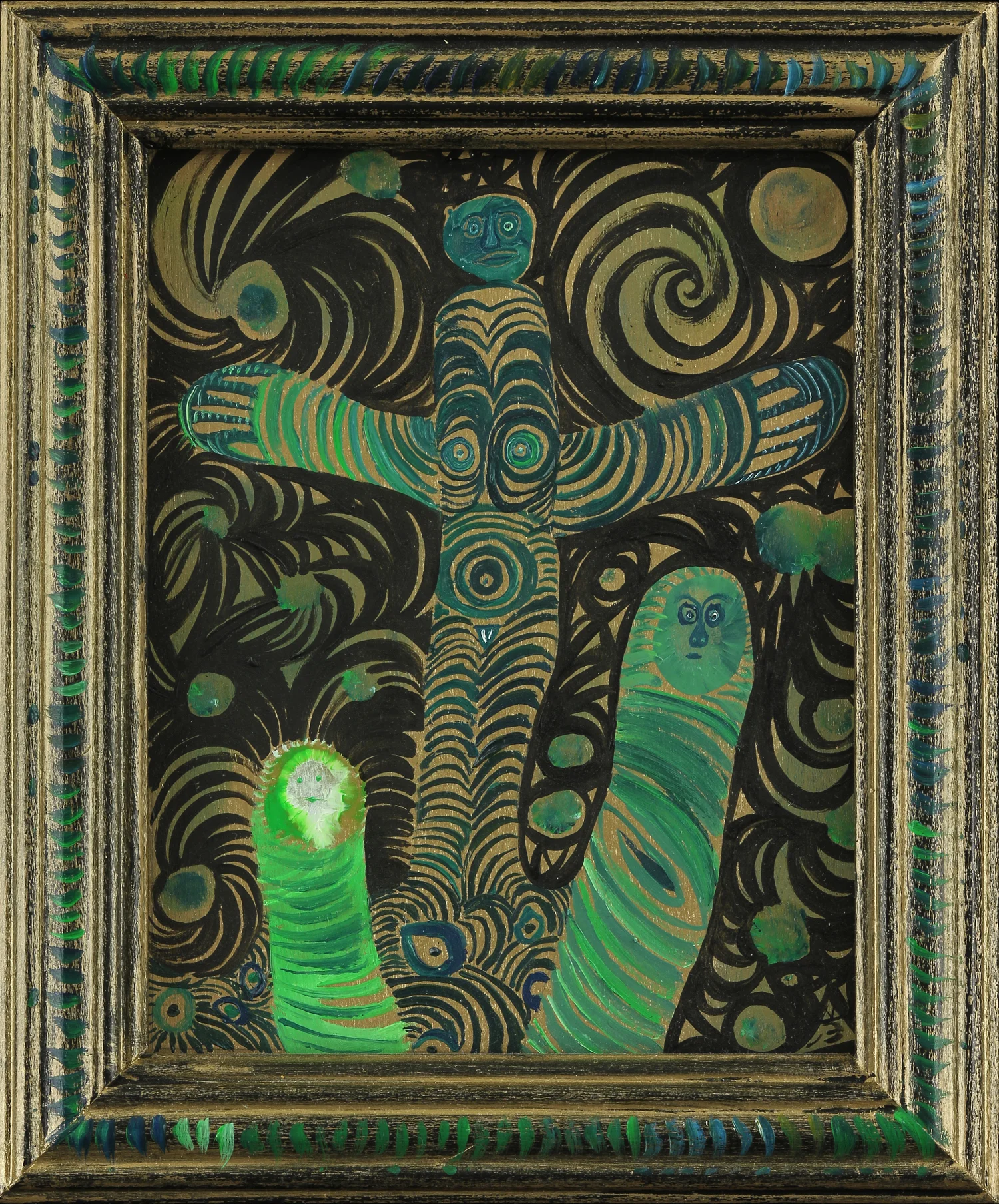   Sprouting &nbsp;&nbsp; oil on wood &nbsp; 6" x 5" &nbsp; 2013 &nbsp; (finger tracing)       