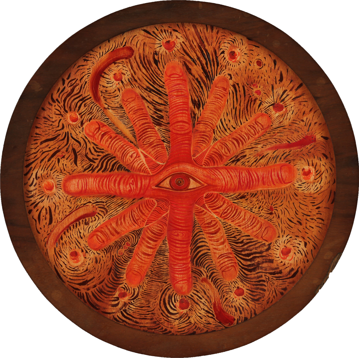   Digital Clock &nbsp;&nbsp; oil on wood &nbsp; 11" x 11" &nbsp; 2013 &nbsp; (finger tracing)    