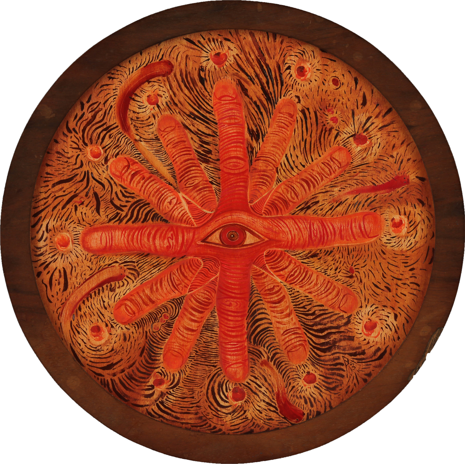 Digital Clock oil on wood 11" x 11" 2013 (finger tracing)