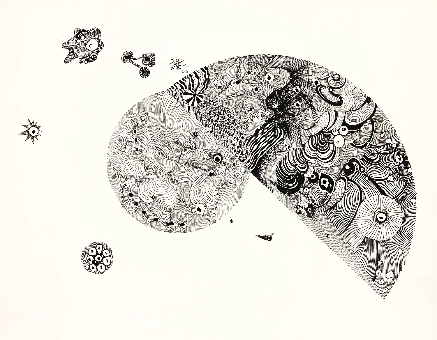   Space with Circle and Half Overlap &nbsp;&nbsp; ink on paper with punched holes &nbsp; 11" x 14" &nbsp; 2014          