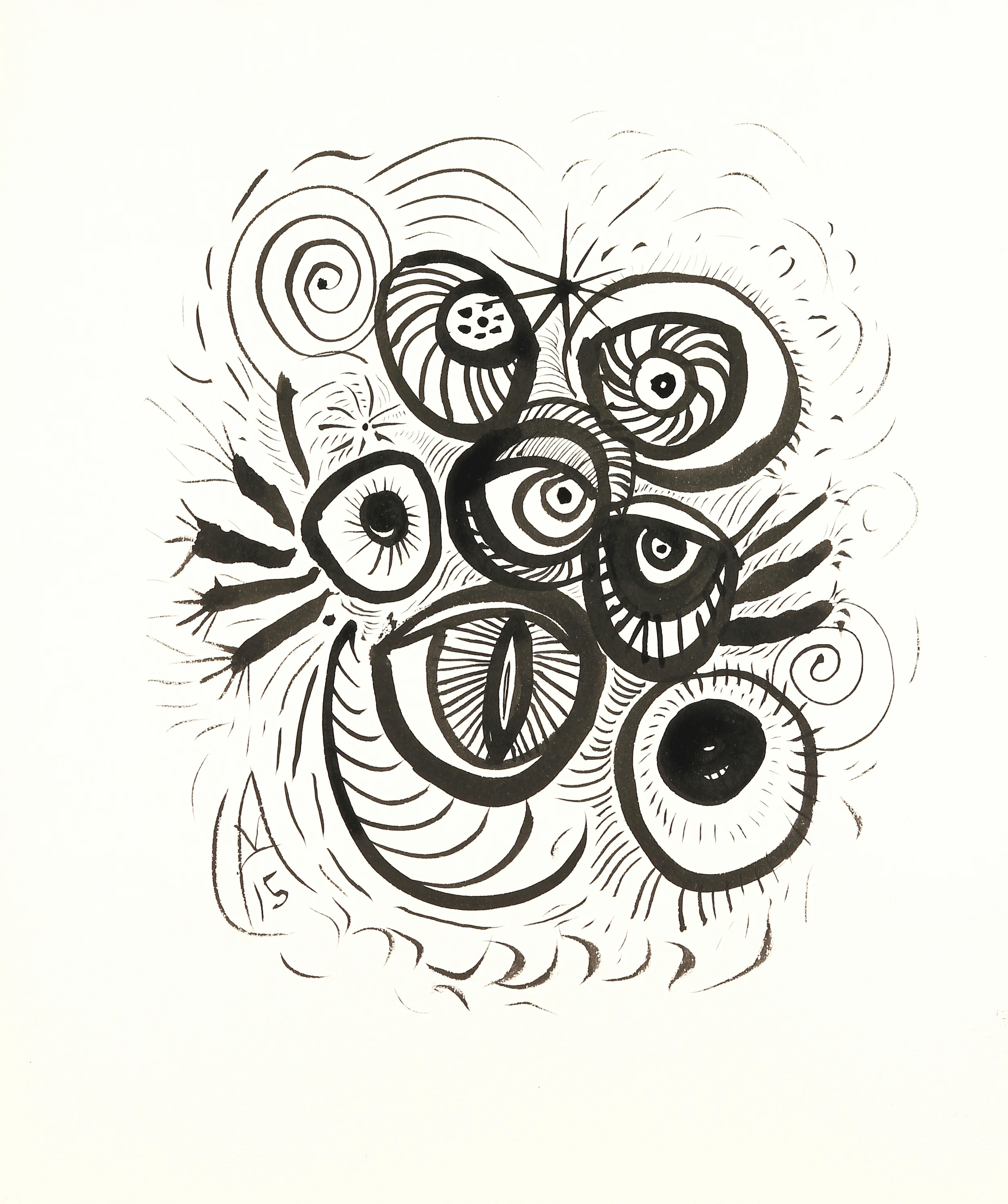 Owl Eyes sumi ink on paper 9" x 8" 2015