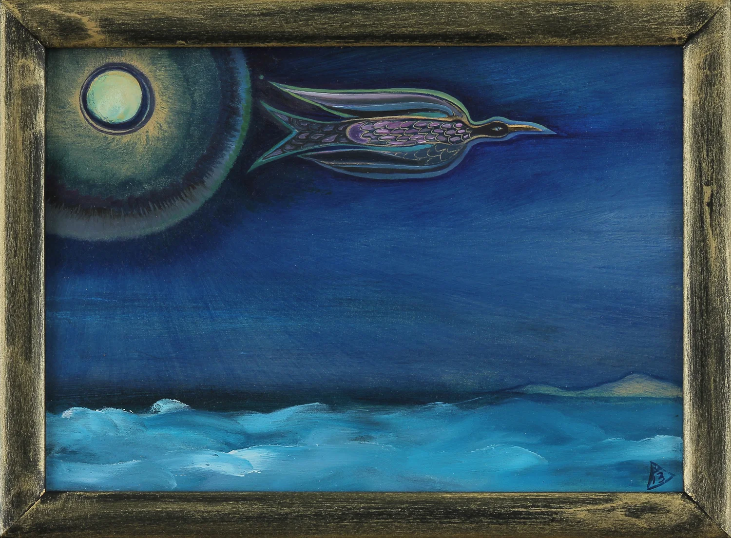   Lunar Flight &nbsp;&nbsp; oil on wood &nbsp; 6" x 8" &nbsp; 2013       