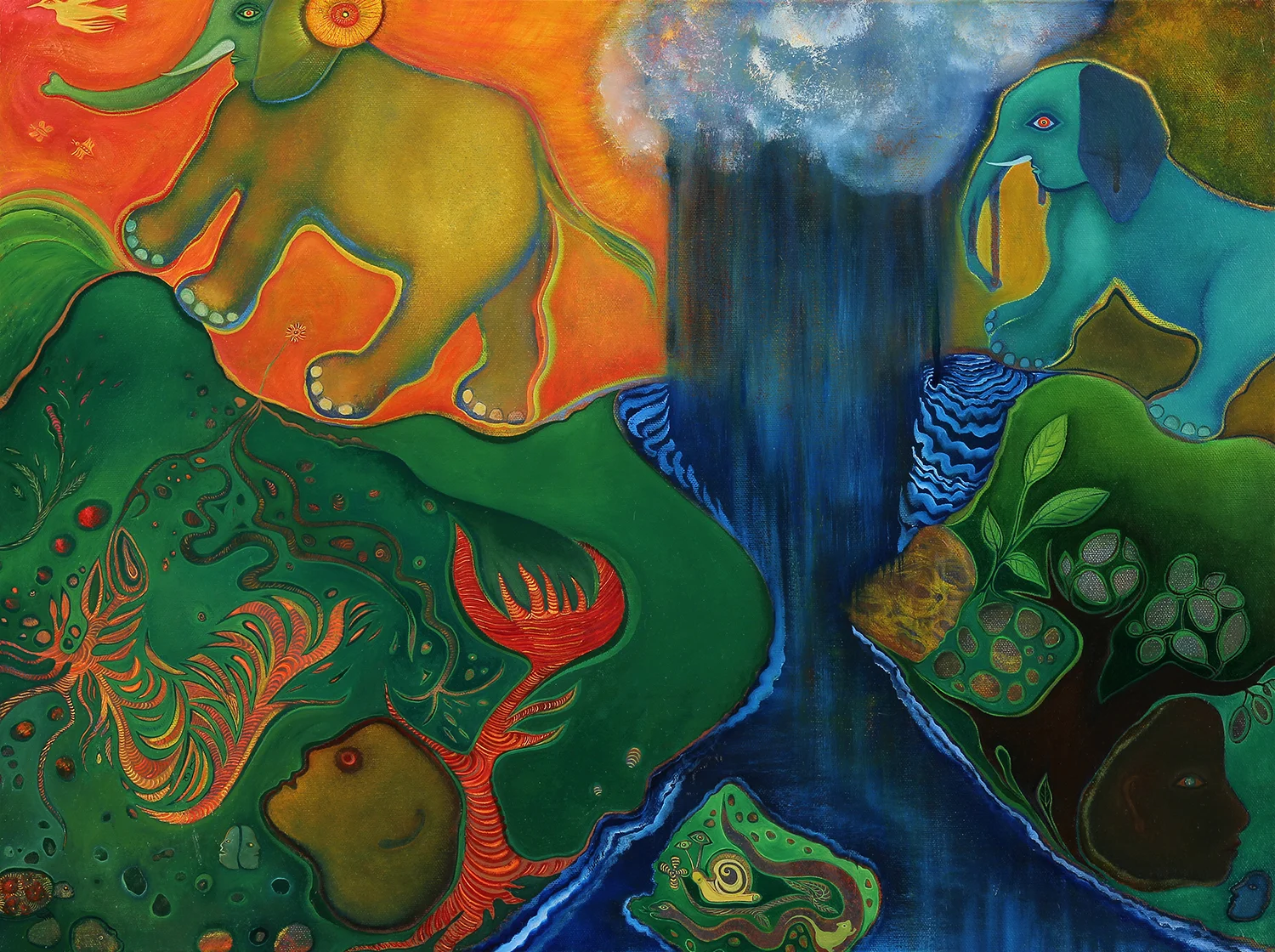   Elephant Crossing  &nbsp;&nbsp; oil on canvas &nbsp;20" x 26"&nbsp; 2016       