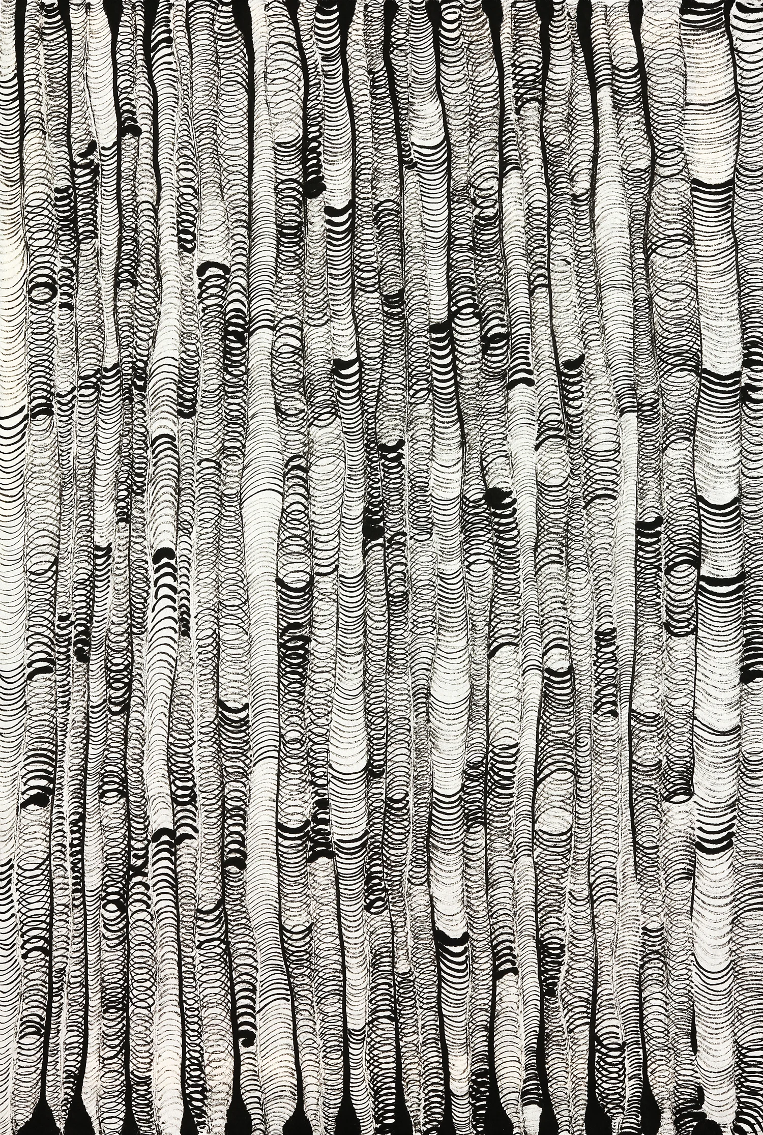 Spiraling sumi ink on paper 23" x 17" 2017