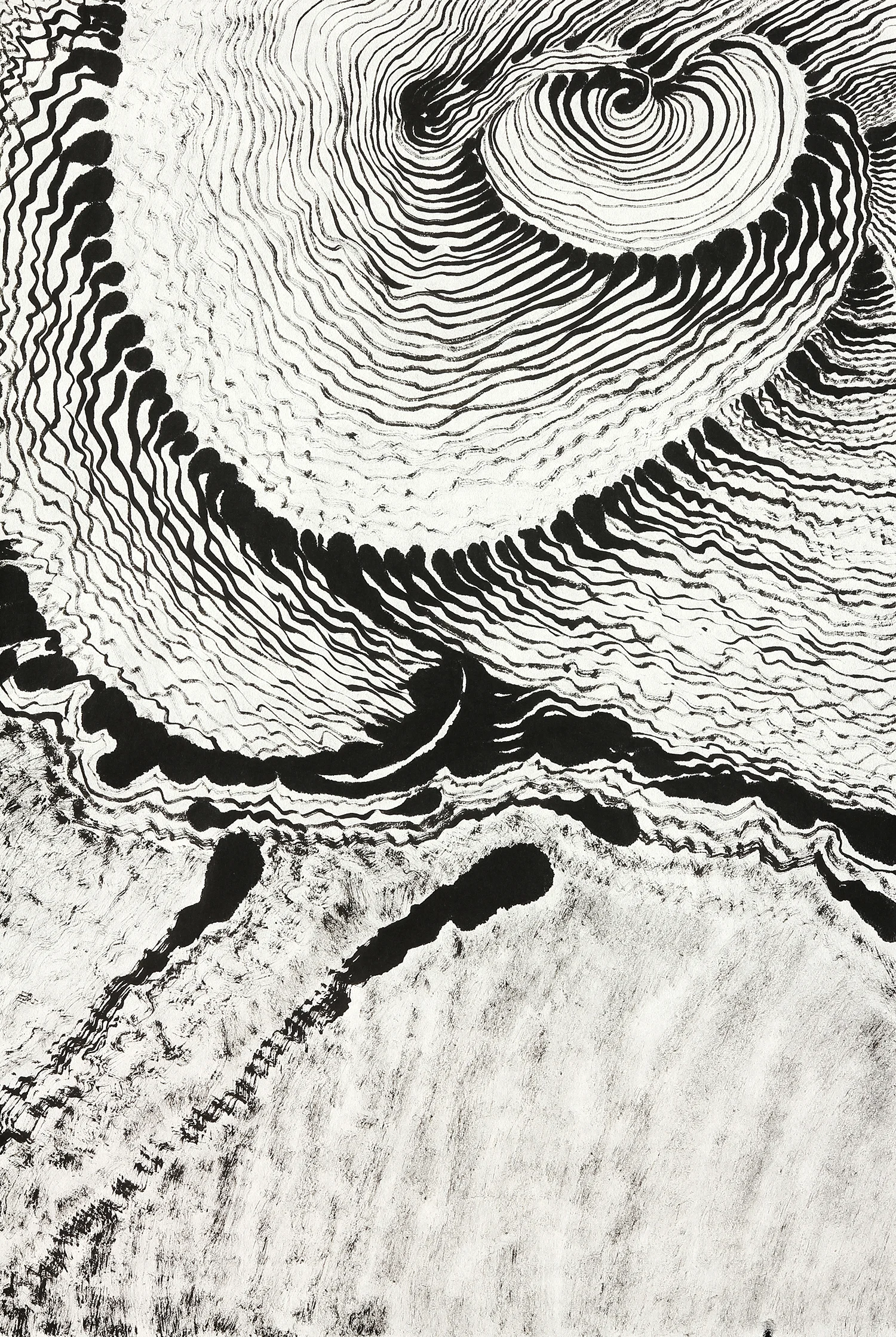 Crescent Moon sumi ink on paper 23" x17" 2017